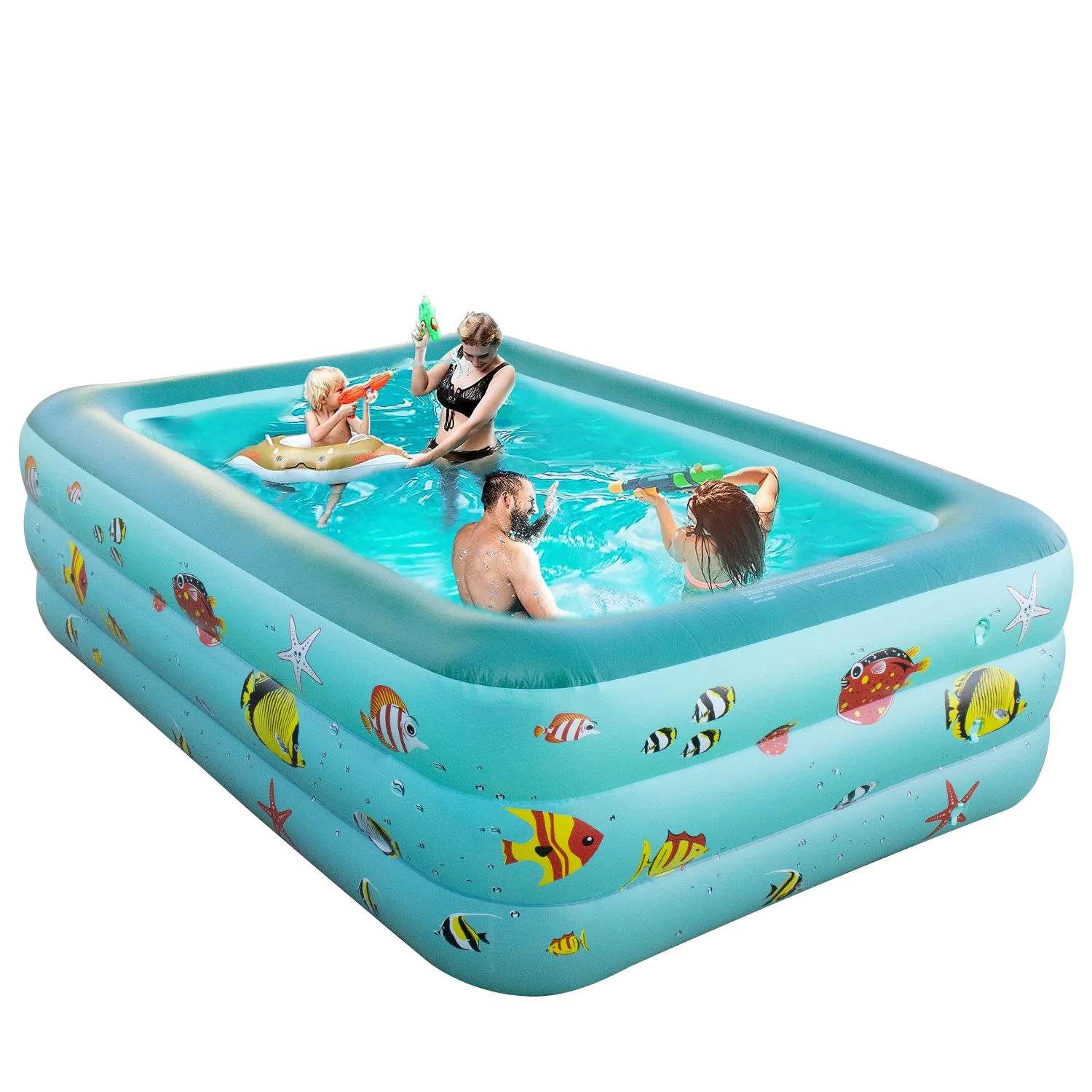Inflatable Pool, 6.9 x 5 x 1.8 ft Family Swimming Pools for Kids, Toddlers, Infant, Adult, Rectangular, Thickened - Womvr