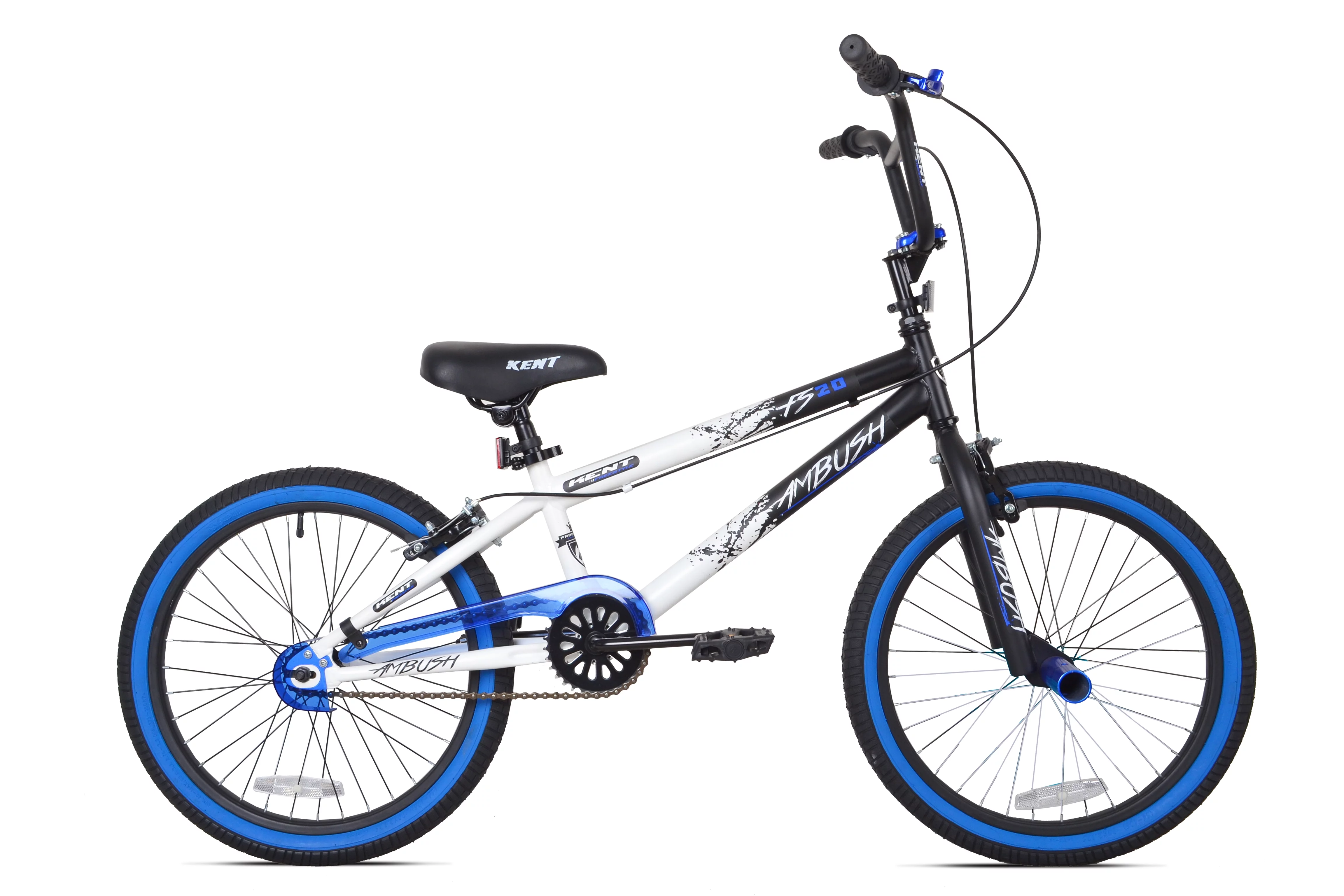 Kent 20 In. Ambush Boy's BMX Bike, Black with Blue and white accents - Womvr