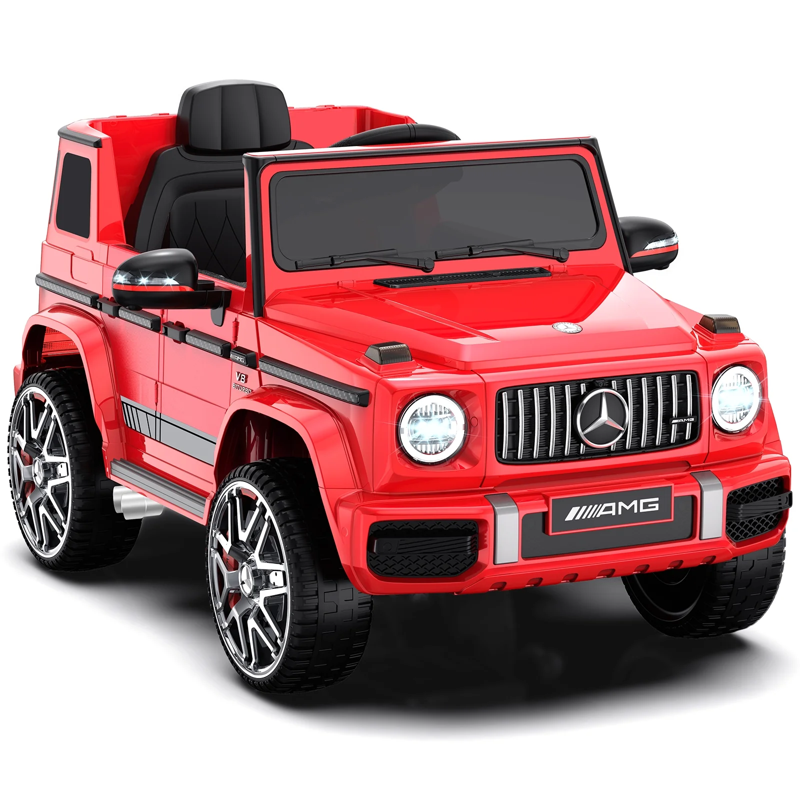 12Volt 1 Seater Mercedes-Benz G63 Licensed Powered Ride on Toy with Remote Control, Gift for Kids Aged 2~4 Years -Red - Womvr