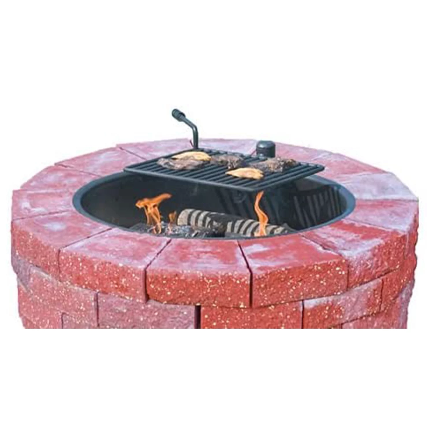 Pilot Rock 30 Inch Steel Ground Fire Pit Ring and Cooking Grate, Black - Womvr