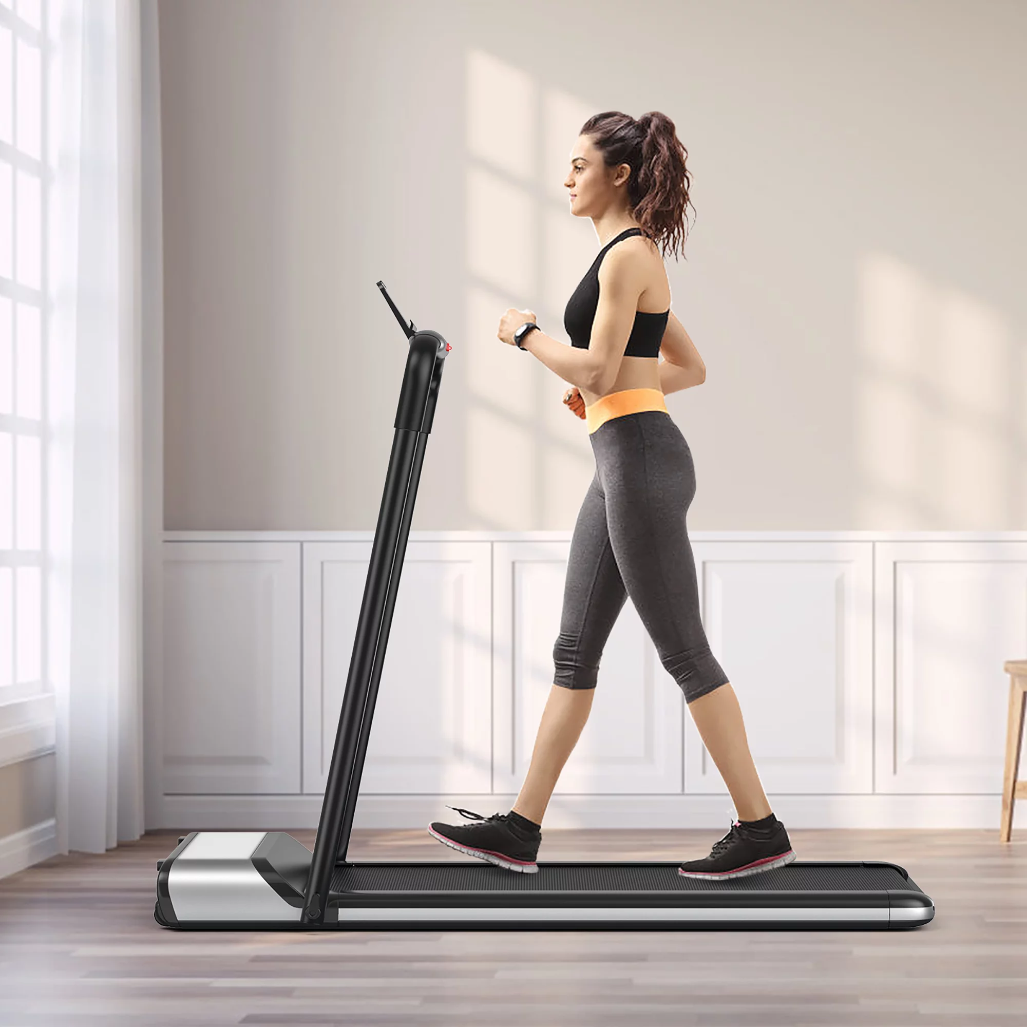 Costway Installation-Free Ultra-Thin Folding Treadmill Exercise Fitness Machine w/5-Layer - Womvr