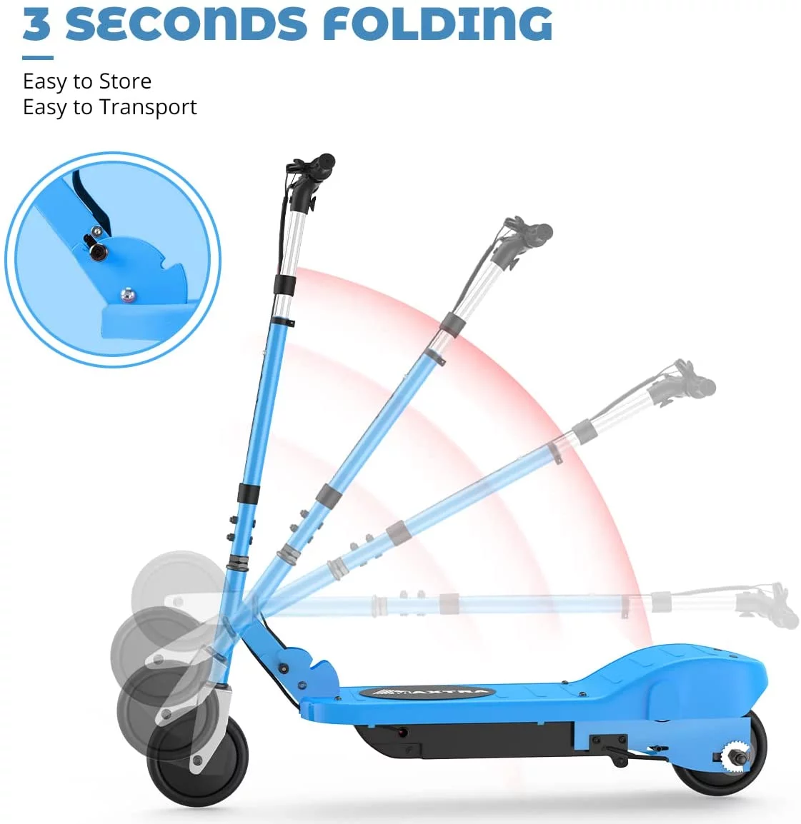 Maxtra Scooters E100 Electric Scooter for Kids Ages 6-12 - Up to 10 Mph, Foldable and Adjustable Handlebar - Womvr