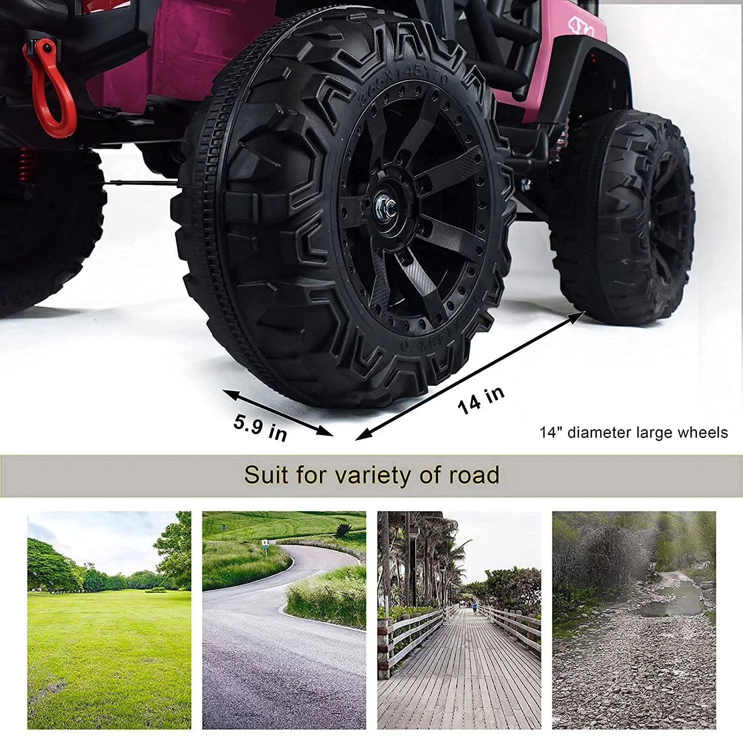 Kids Ride on Truck with Parents Remote Control, 12V 7A Battery Powered Electric Car Vehicle Toy with 3 Speed, USB, MP3, Bluetooth, LED Light, Safety Belt, Electric Car for Kids (Black) - Womvr