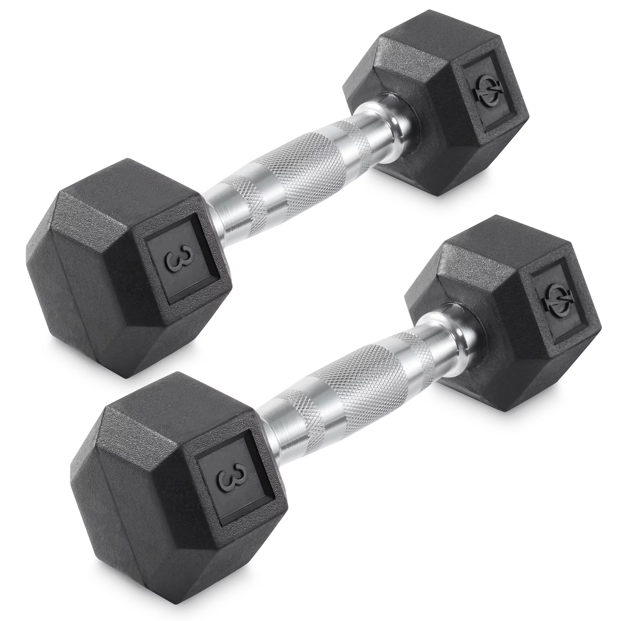 Philosophy Gym Rubber Coated Hex Dumbbell Hand Weights, 45 lb Pair - Womvr