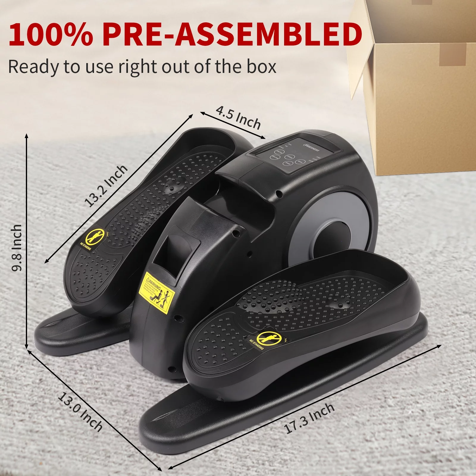 Zimtown Under Desk Electric Elliptical Bike, Pedal Exerciser, Mini Electric Elliptical Machine, Black/Red - Womvr