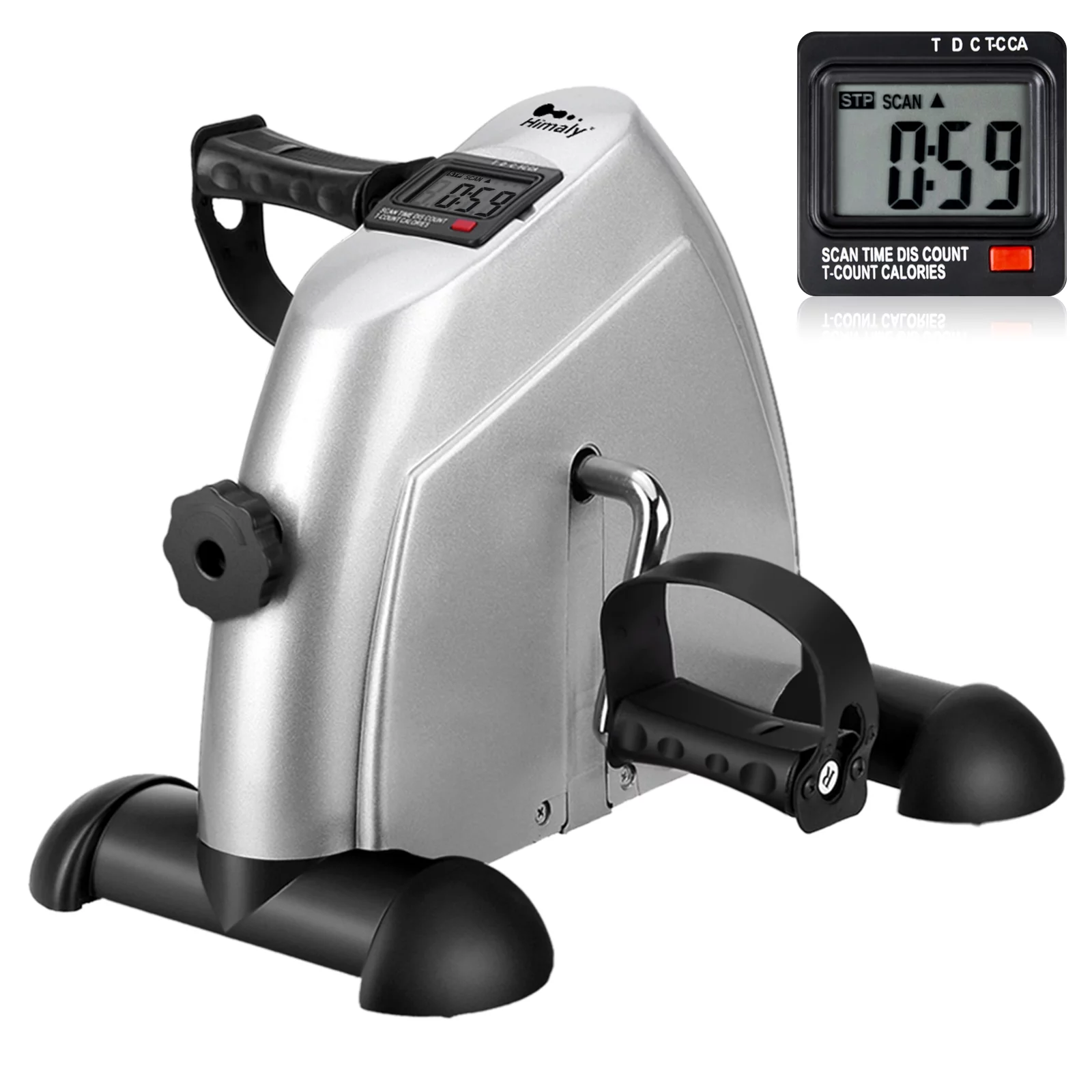 Himaly Exercise Bike, Under Desk Bike Pedal Exerciser, Portable Mini Trainer Bike with LCD Screen Displays, White - Womvr