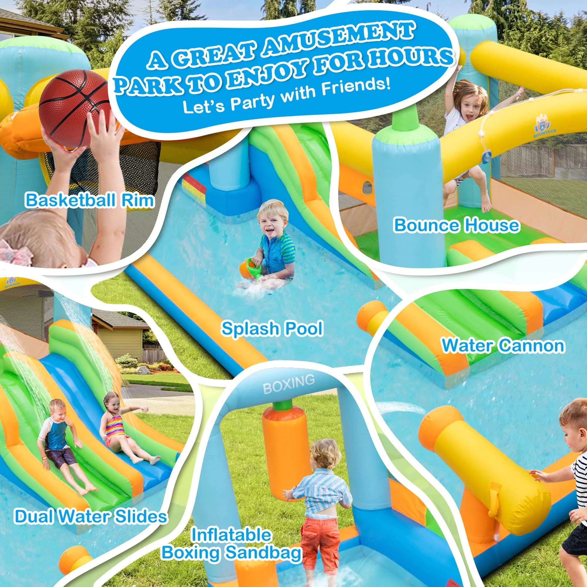 Costway Inflatable Water Slide Giant Kids Bounce House Park Splash Pool without Blower - Womvr