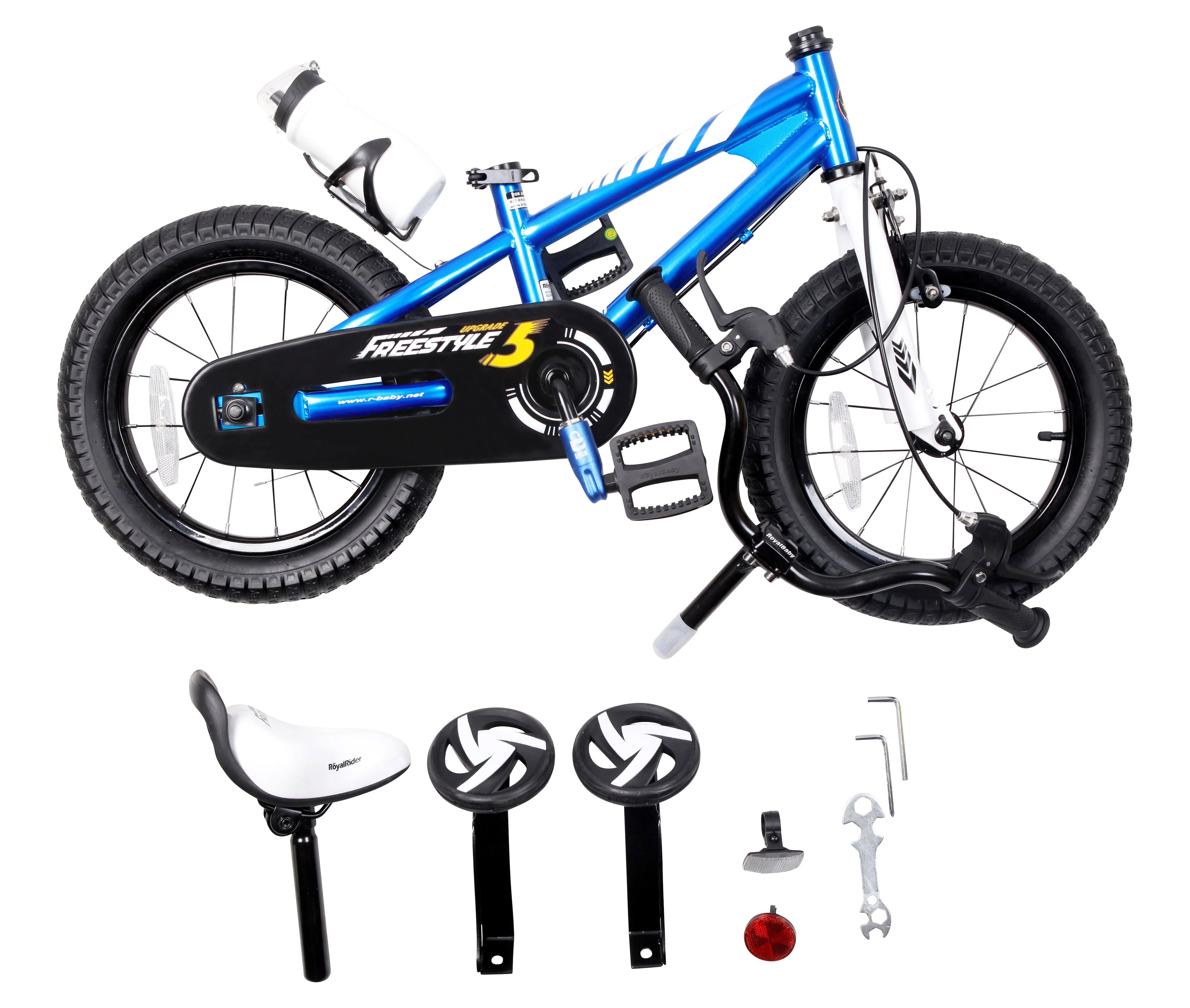 Royalbaby Freestyle 14 In Blue Kids Bike Boys and Girls Bike Two hands brakes - Womvr