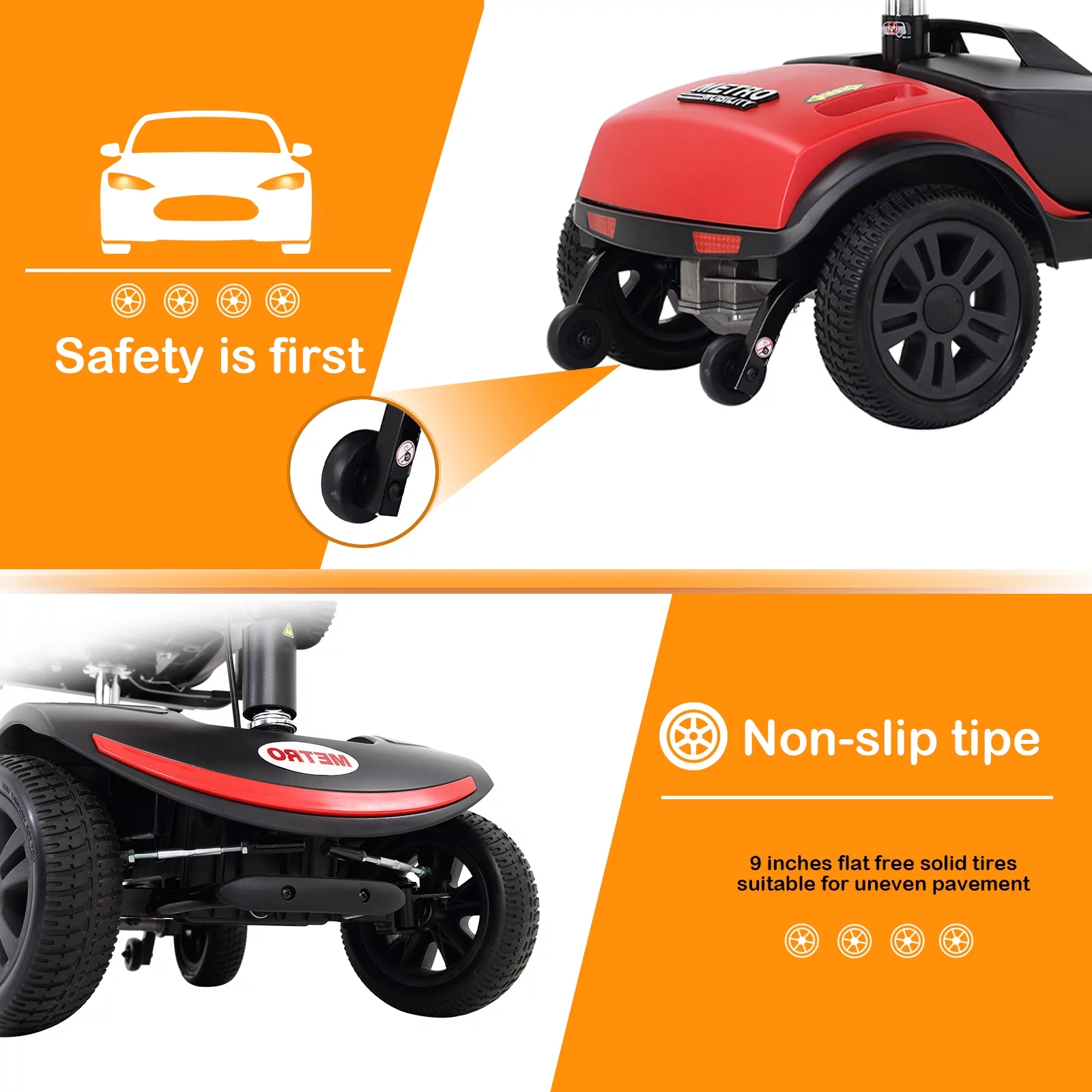 4 Wheels Folding Mobility Scooter for Seniors Adults with Baskets Blue - Womvr