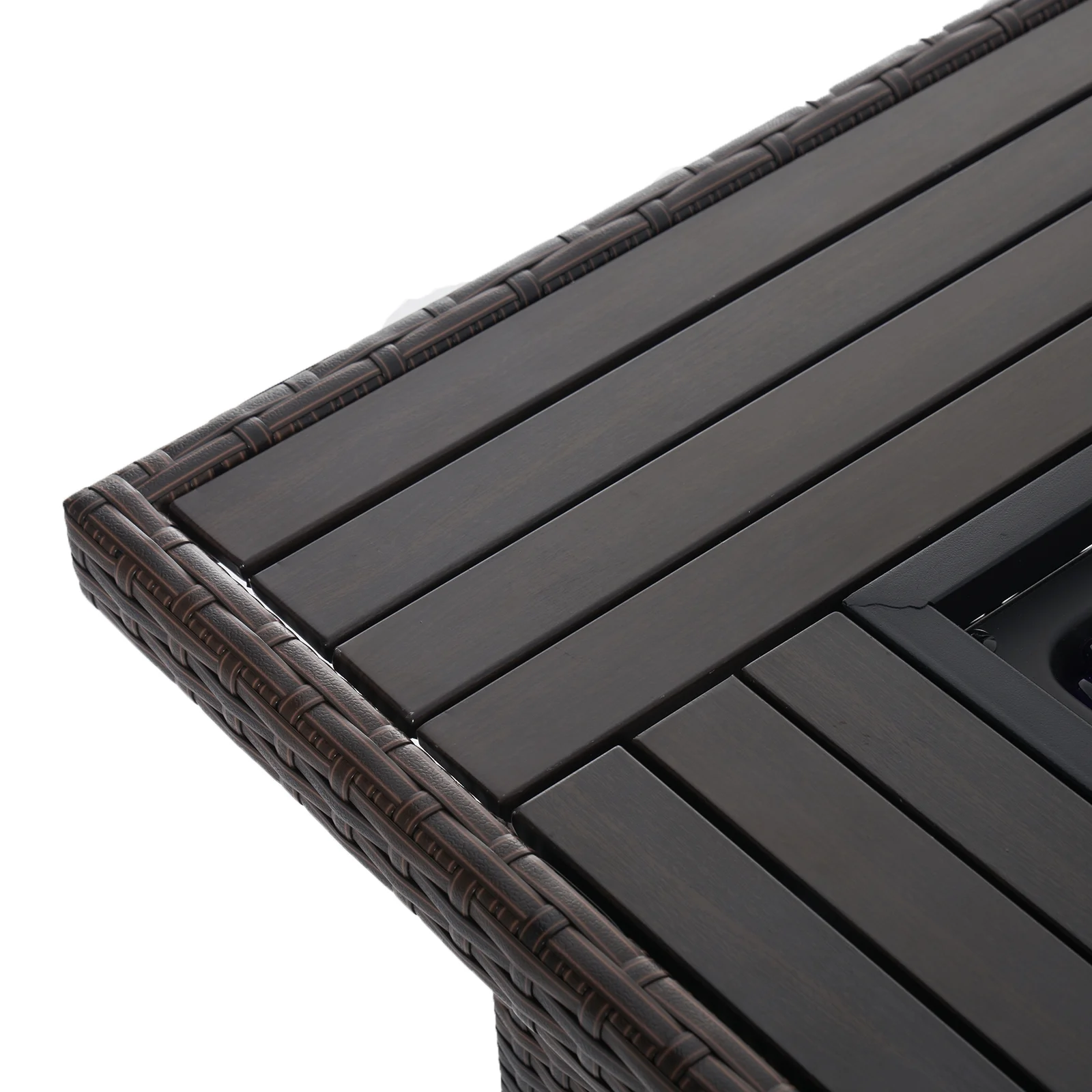 Aoxun 40'' Fire Pit Table 50,000 BTU Propane Gas Fire Pit Table W/ Cover, Glass Beads, Tank Holder, Gray Wicker - Womvr