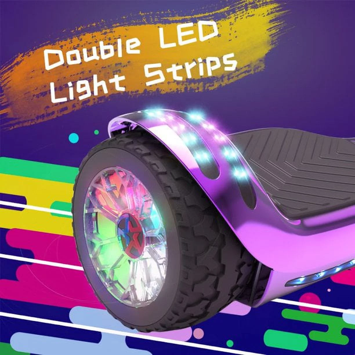 Hoverstar ul2272 Hoverboard All-Terrain LED Flash Wide All Terrian Wheel, Blue - Womvr