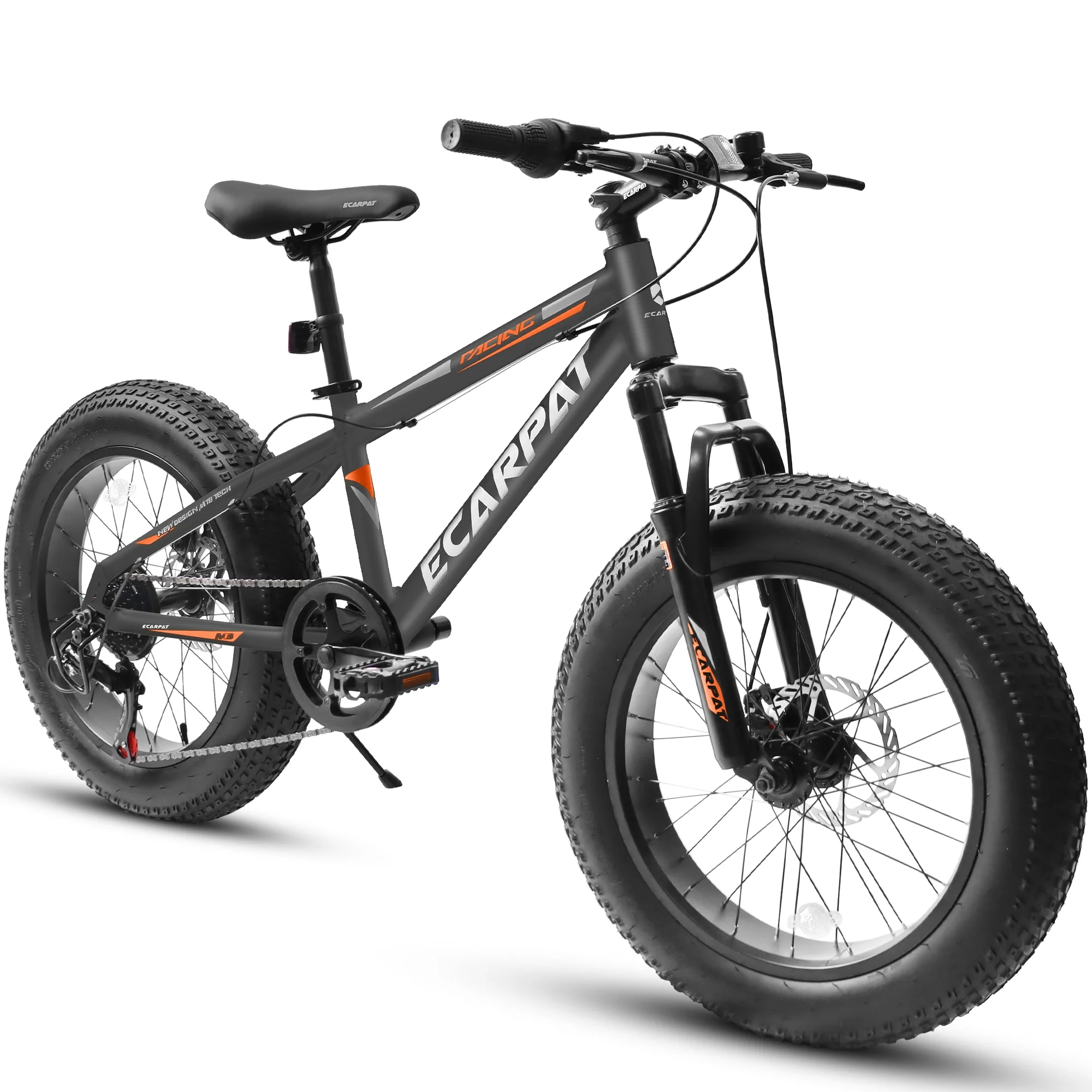 Fat Tire Bike for Kids, 20 inch Boys Bike with Disc Brakes 7 Speed, Black - Womvr