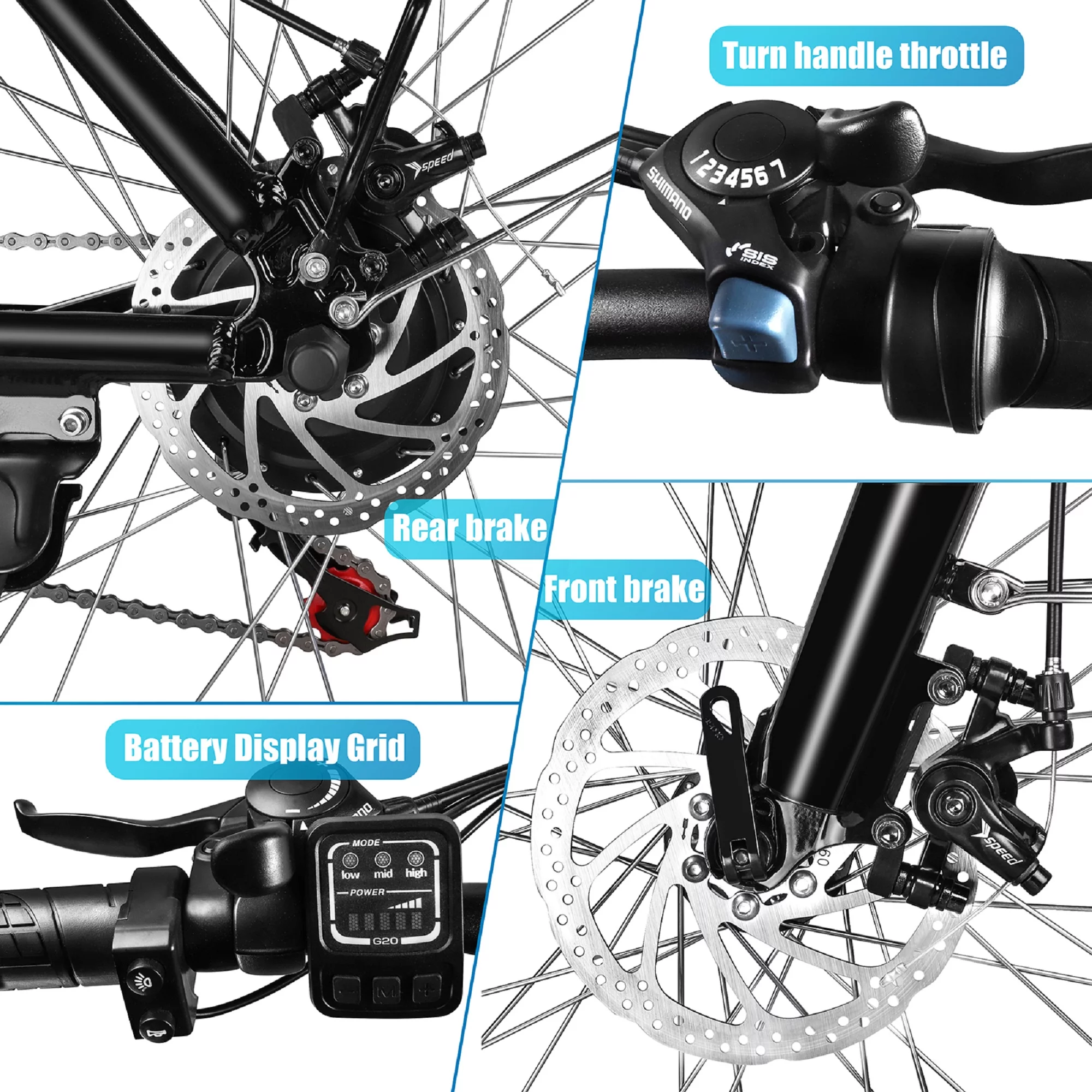 Electric Bike 350W Electric Mountain Bike 21-Speed Shifter Adult Ebike Electric Bicycle for Men Women 36V/10Ah Battery with 3 Working Models, Black - Womvr