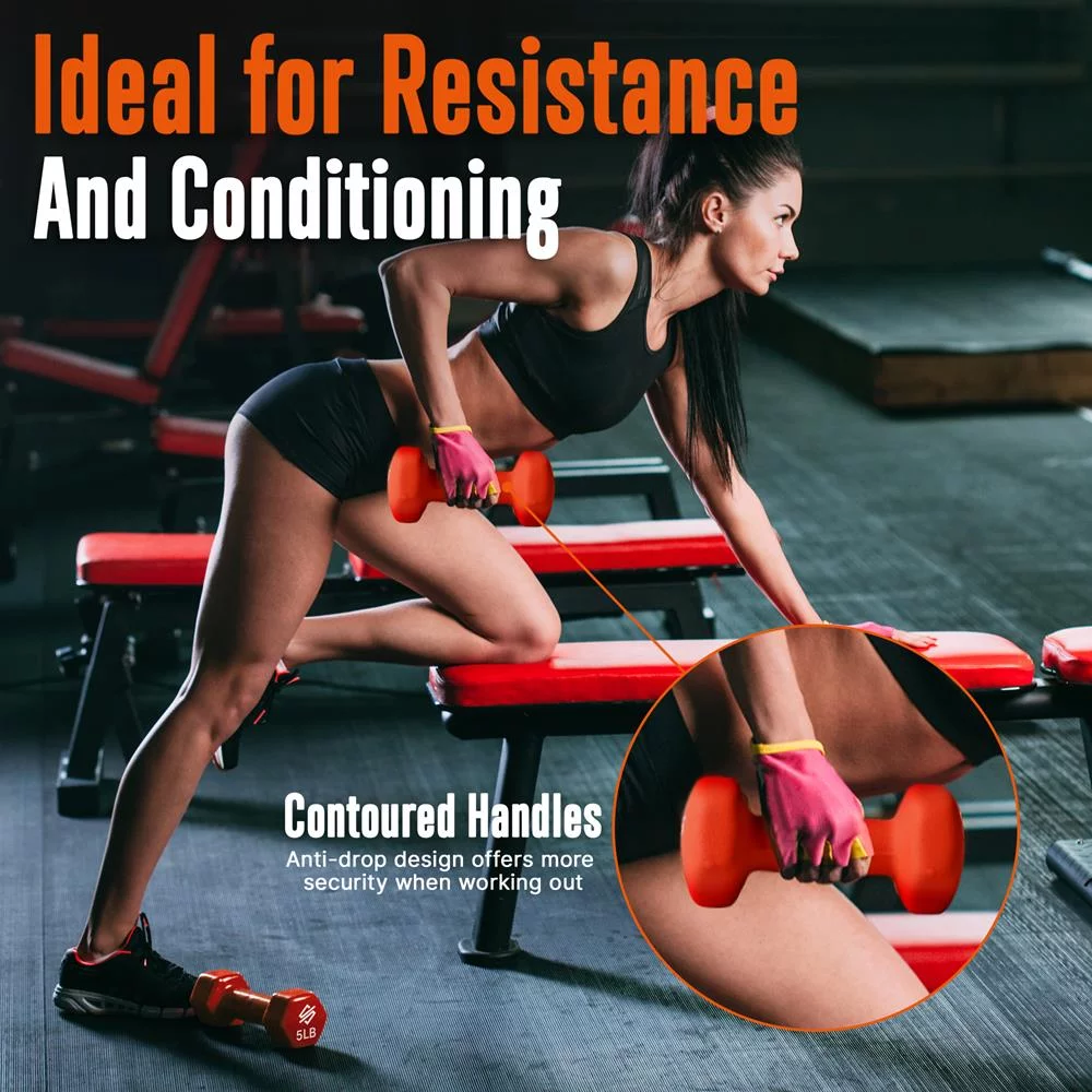 20 lbs. Neoprene Coated Dumbbell Set with Stand, Colour Gray, Black and Orange All Purpose Hand Weight Anti-Slip Hex Shape Dumbbell - Womvr