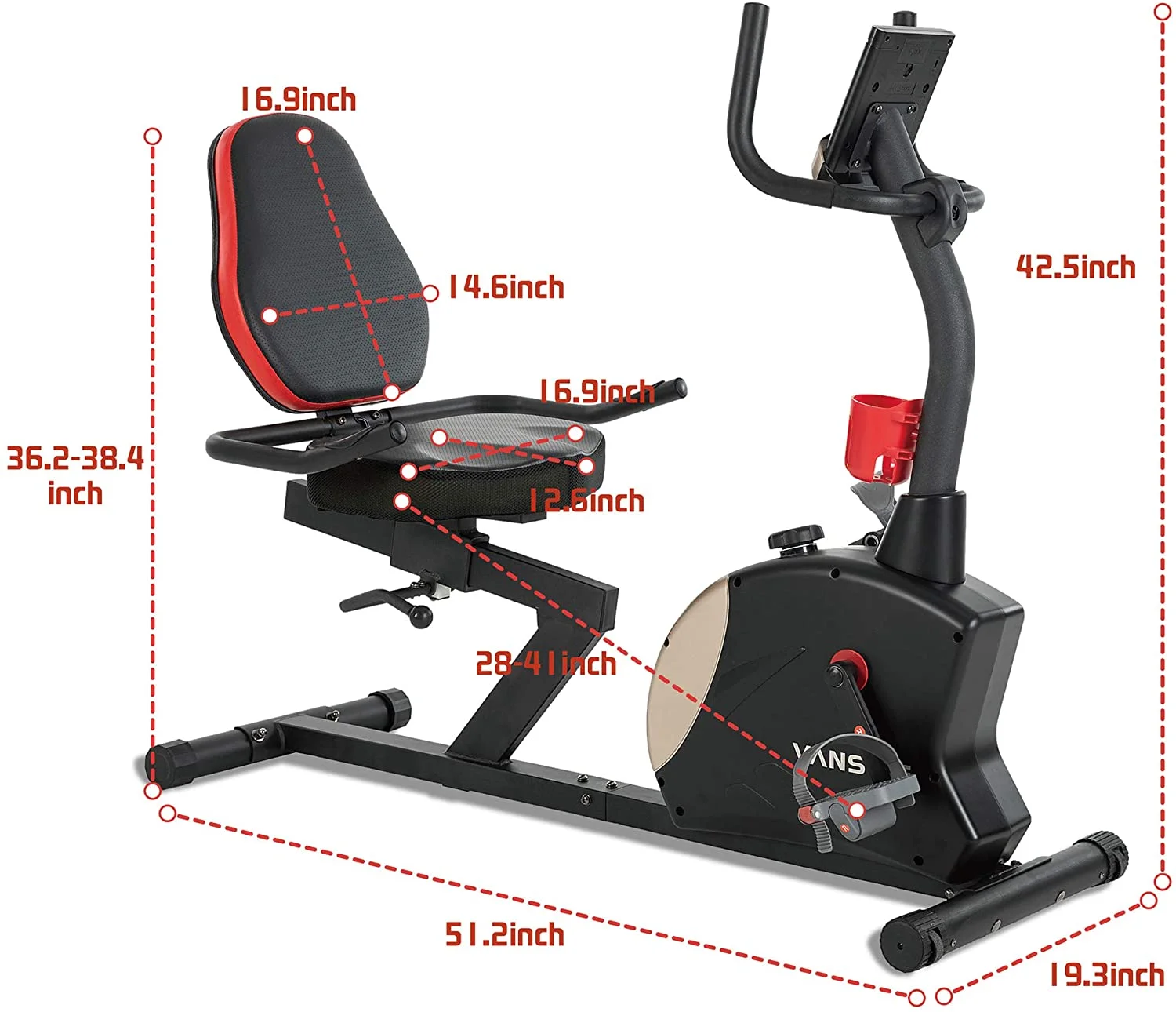 Vanswe Recumbent Exercise Bike 400 lbs. Weight Capacity Magnetic Resistance Recumbent Bike - Womvr