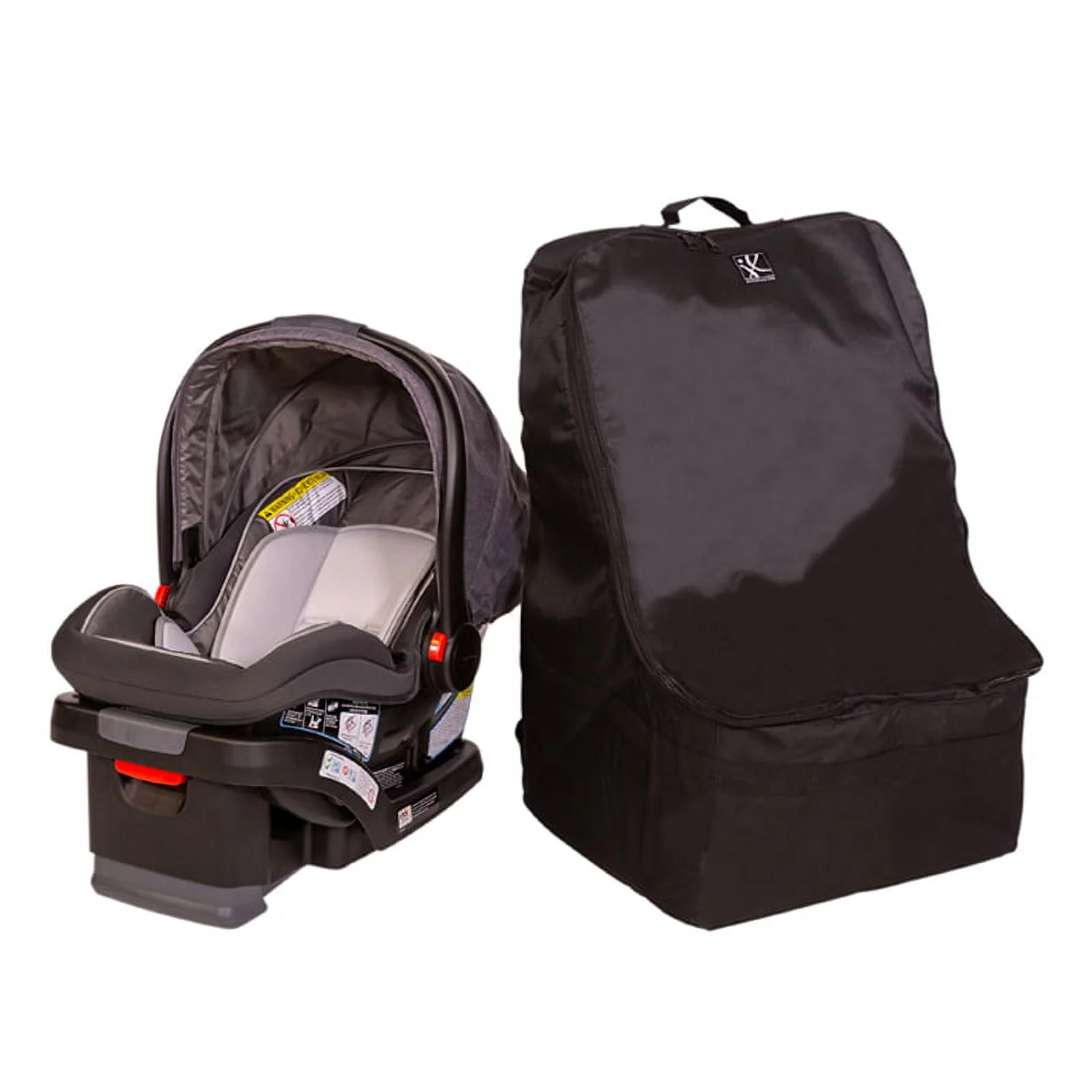 J.L. Childress Ultimate Padded Backpack Car Seat Travel Bag and Carrier, Black/Grey - Womvr
