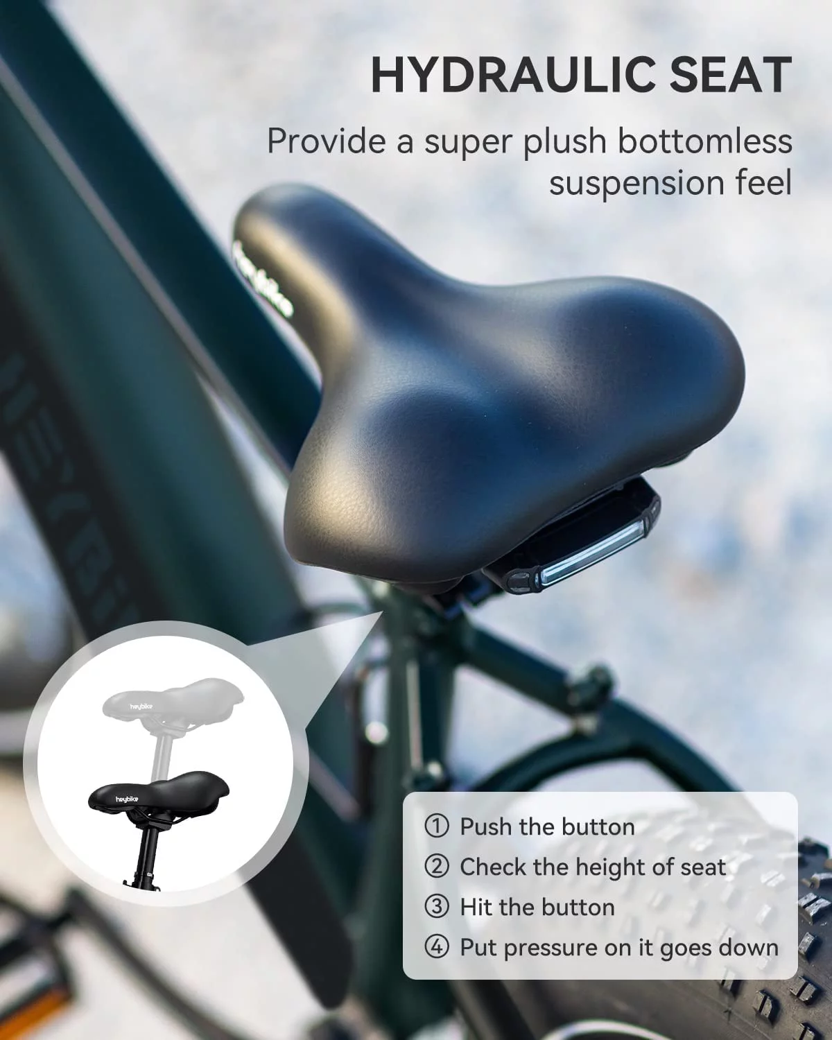 Heybike Brawn Electric Bike for Adults, 750W Fat Tire Ebikes with 48V 18Ah Removable Battery, 26'' Wheel Electric Mountain Bike, Hydraulic Front Fork Electric Bicycles - Womvr