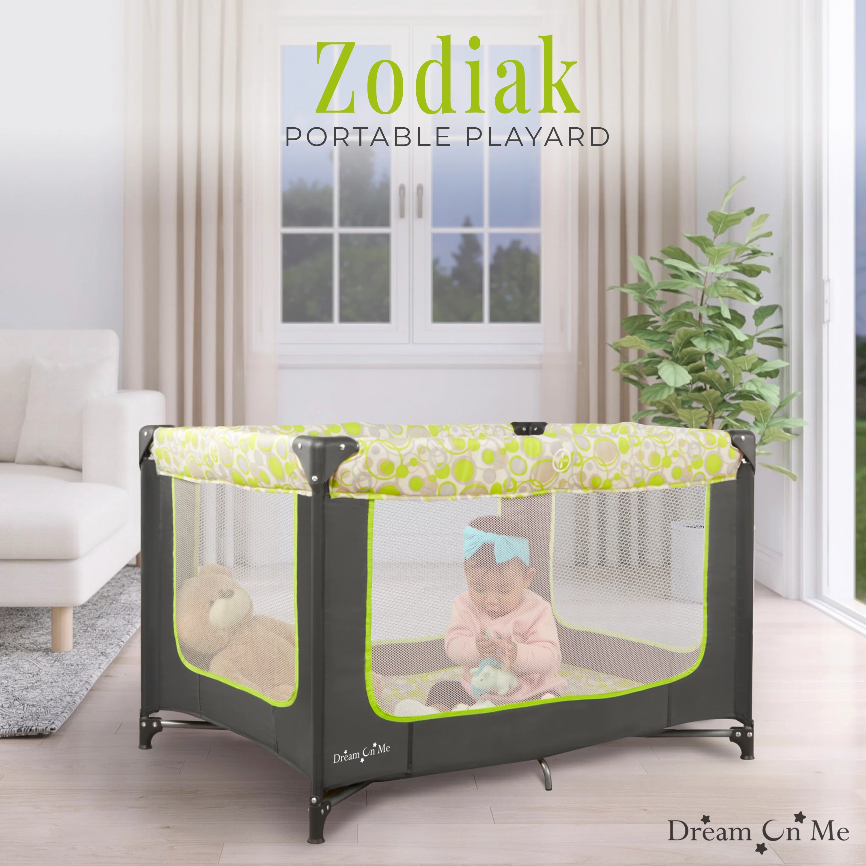 Dream On Me Zodiak Portable Playard with Carry Bag & Shoulder Strap, Navy - Womvr