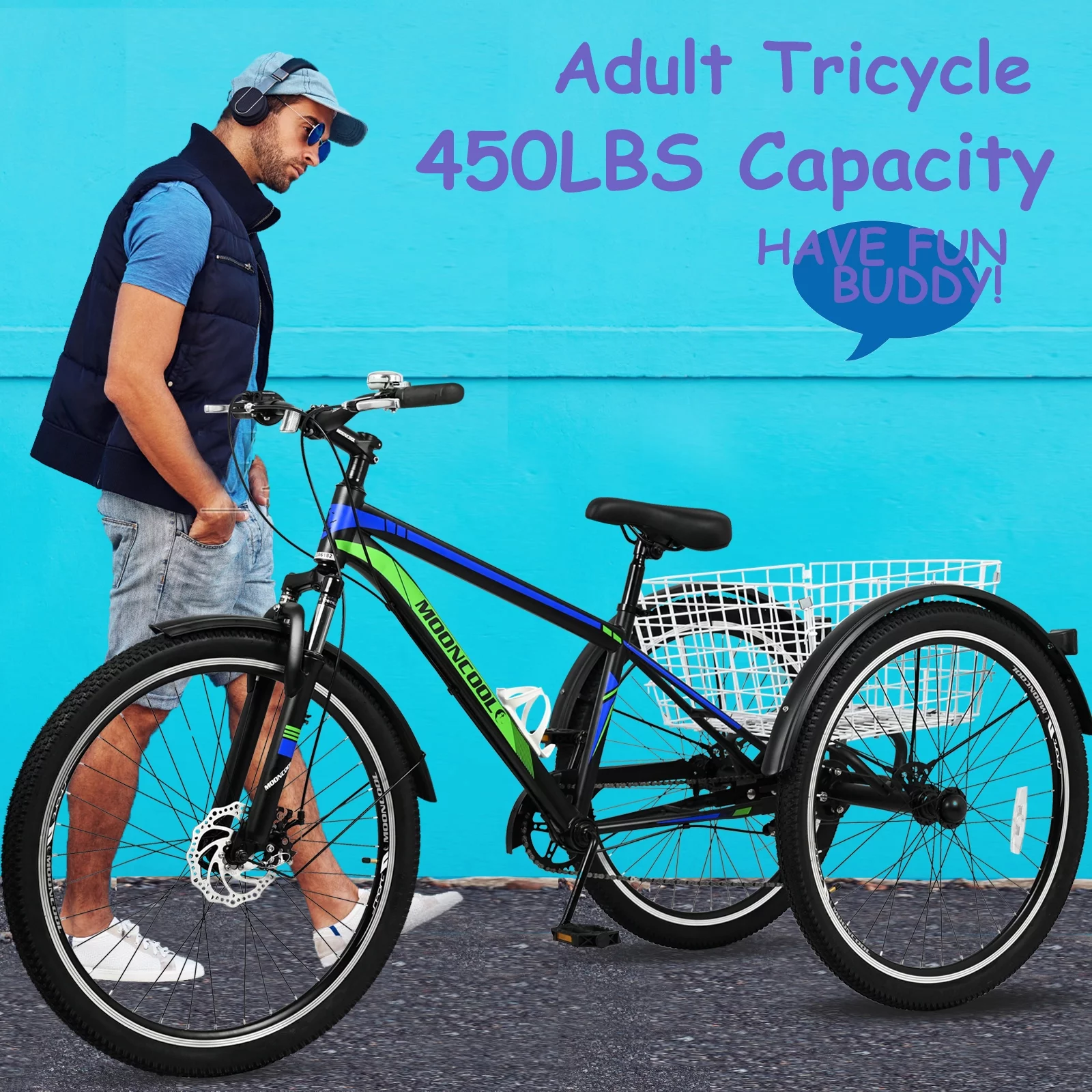 Lilypelle Adult Tricycle, 7 Speed Three Wheel Bicycles, 26