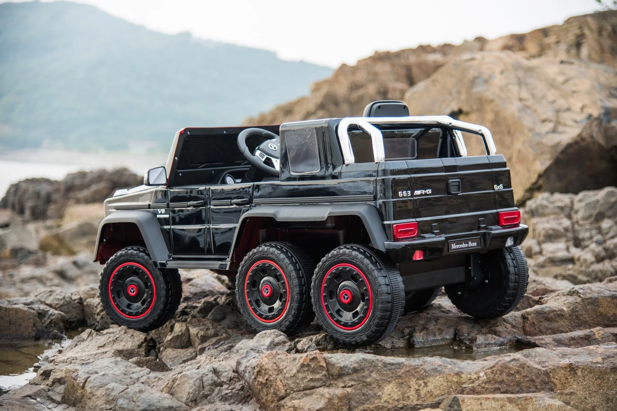 Spoway 24V Benz Ride-on Truck, Kids Ride on Cars with Remote , 6 Wheel,3 mph - Womvr