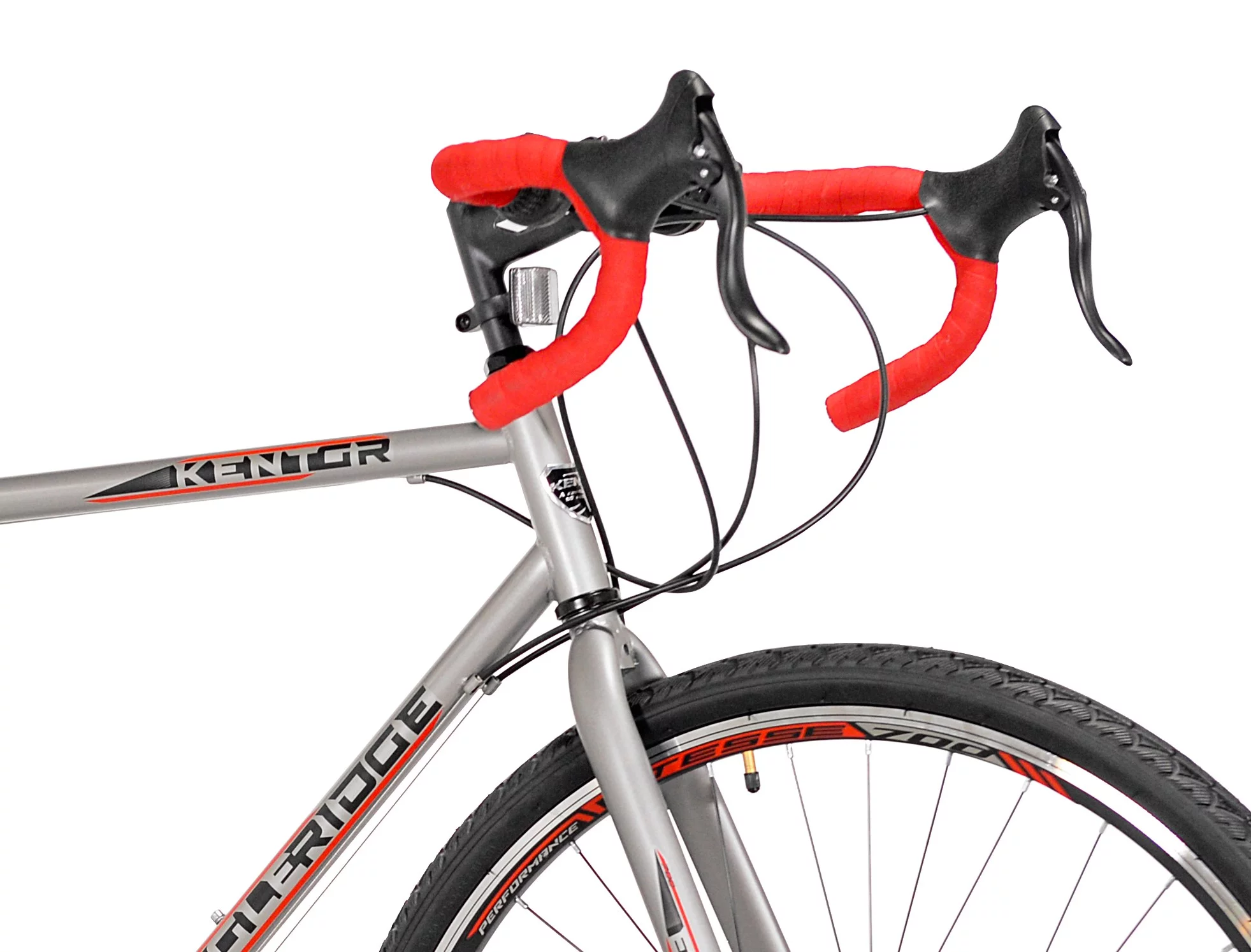 Kent Bicycles 700c Eagle Ridge Adventure Gravel Men's Large Bike, Silver, Red - Womvr