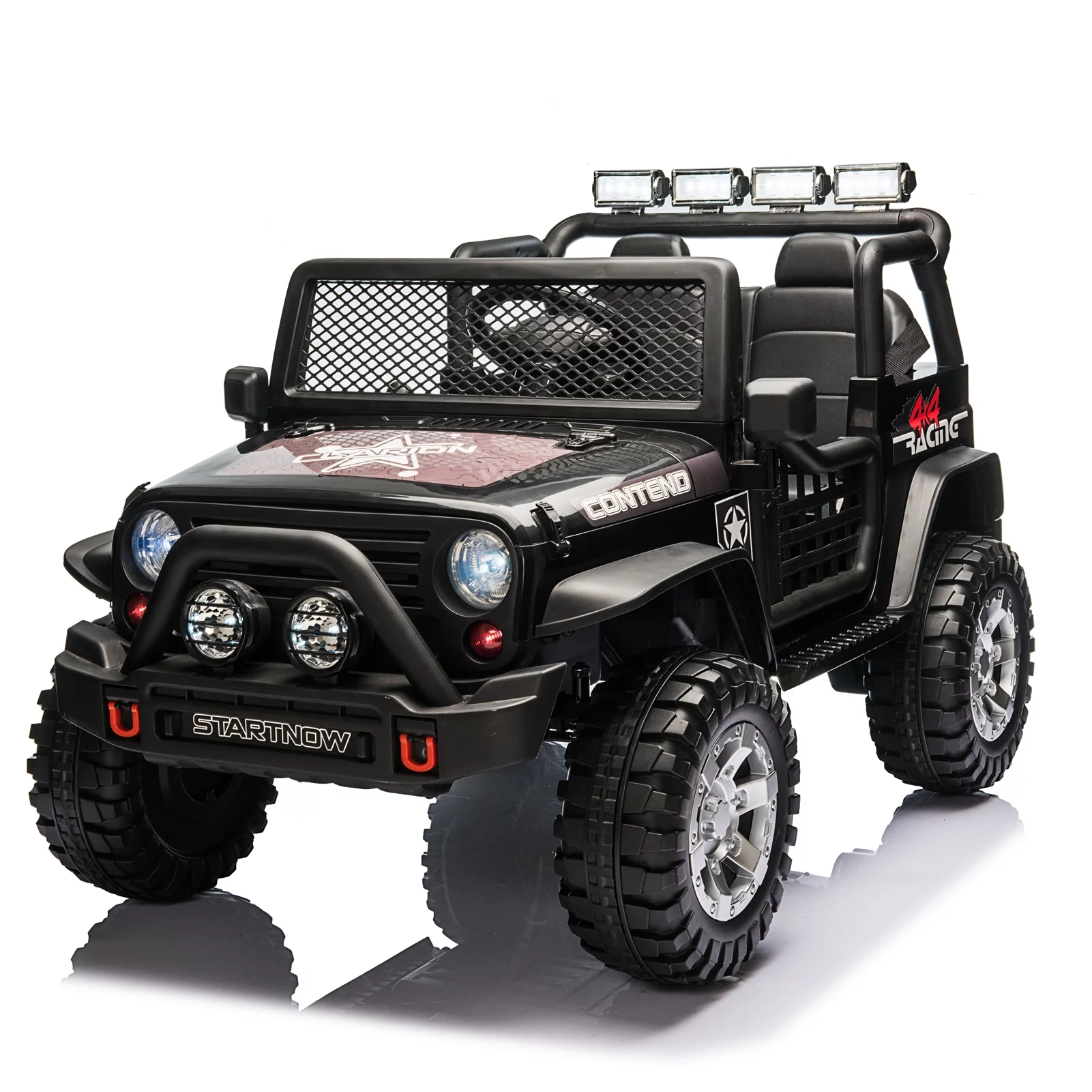 CAIDI 12 V Kids Ride On Truck, 2-Seater Battery Powered Toy Car w/ Remote Control, Spring Suspension, Bluetooth, LED Lights - Womvr