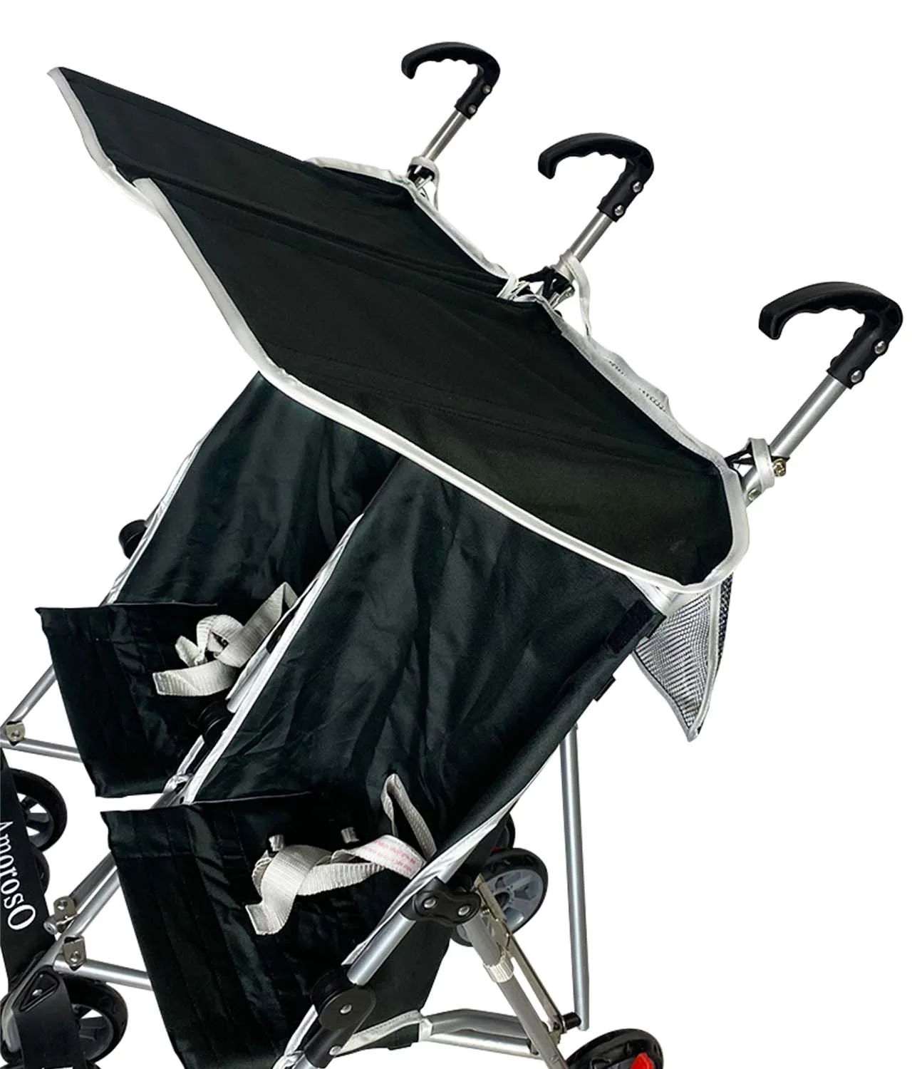 AmorosO Baby Umbrella Stroller with EVA Wheel Tire Black Double Stroller for Girls and Boys 42005 - Womvr