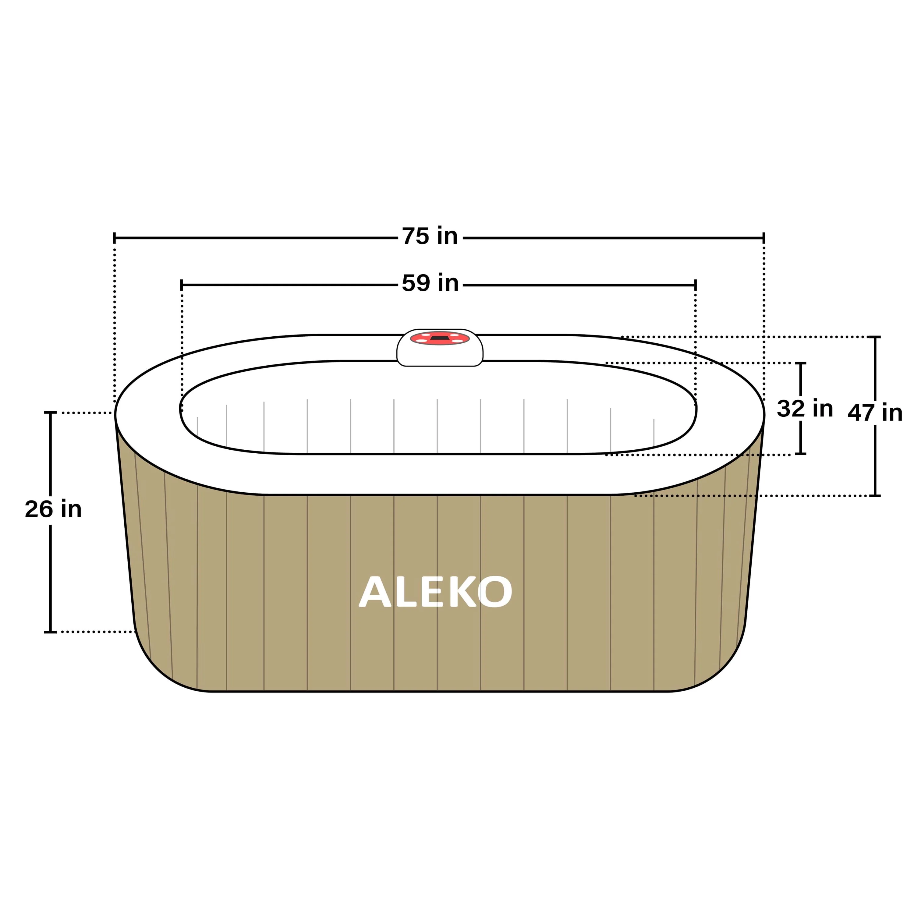 ALEKO 145 Gallon 2 Person Brown Oval Inflatable Jetted Hot Tub with Cover - Womvr