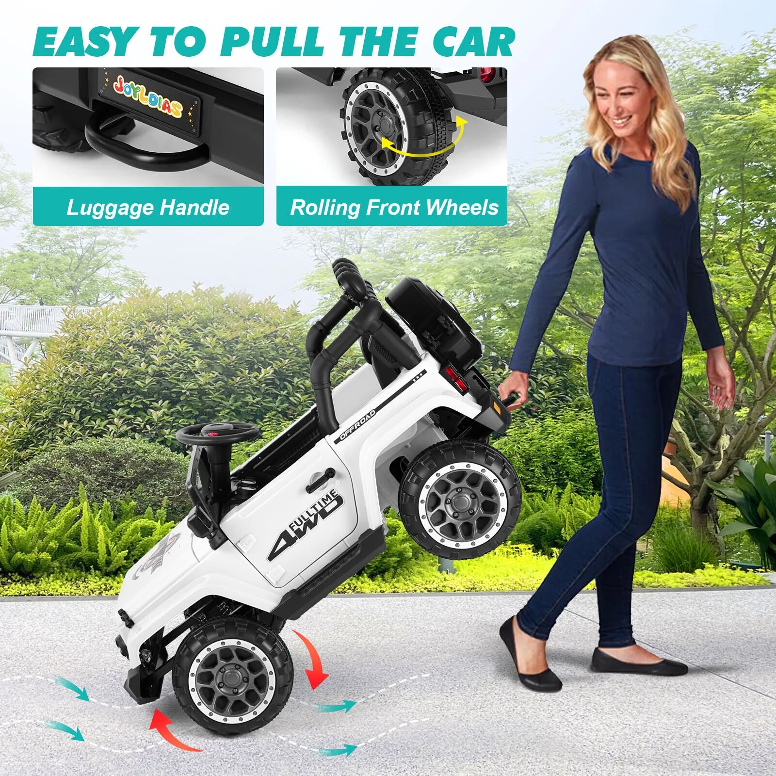 JOYLDIAS 12V Kids Ride on Truck Electric Car with DIY Stickers, Bluetooth, Remote Control, MP3 Player, LED Lights (Pink) - Womvr