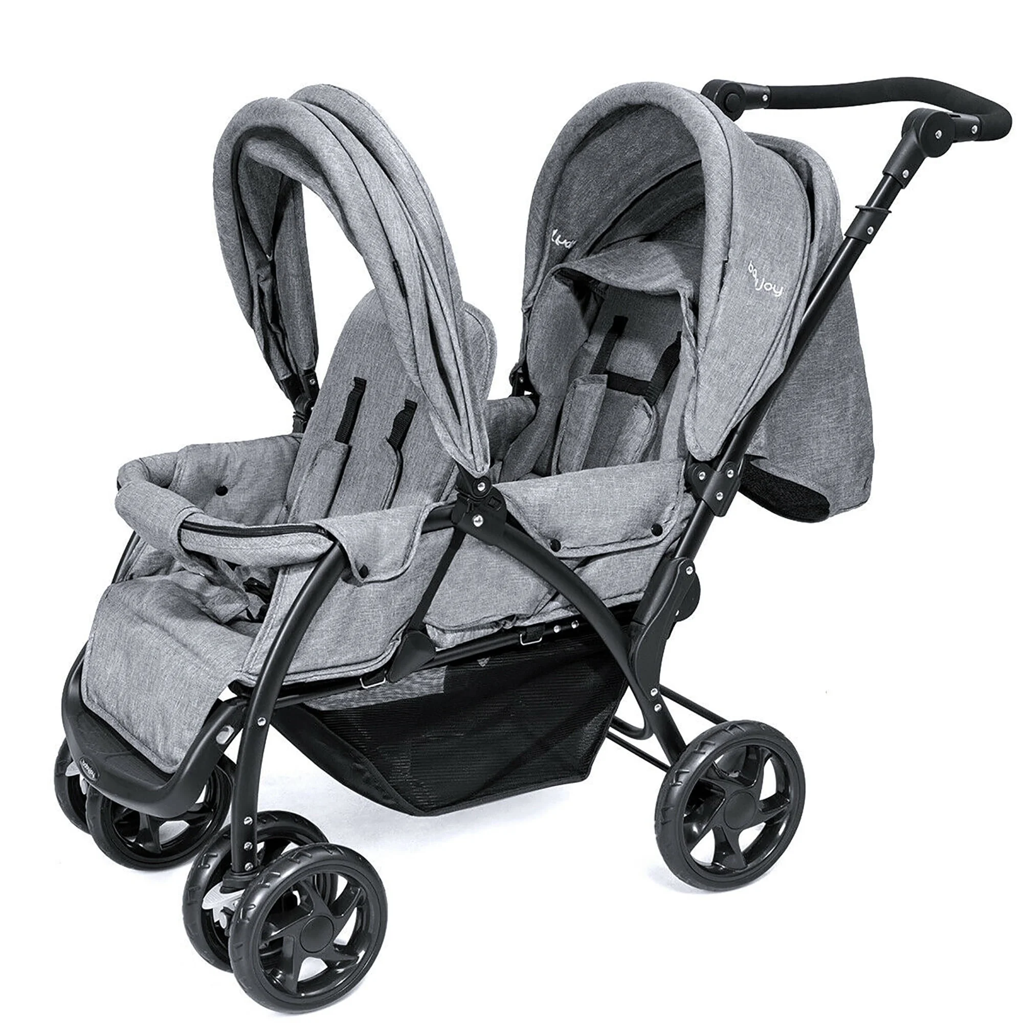 Babyjoy Double Stroller Foldable Baby Twin Lightweight Travel Stroller Infant Pushchair Black - Womvr