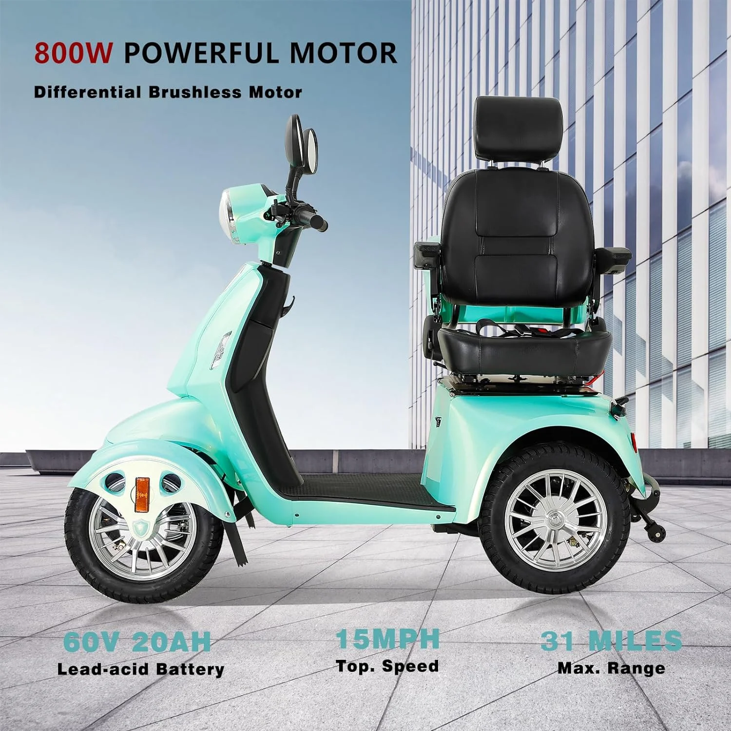 4-Wheel Electric Mobility Scooter for Adults Seniors and Eldely,Adult Electric Powered Wheelchair Device,Father's Day Gift - Womvr