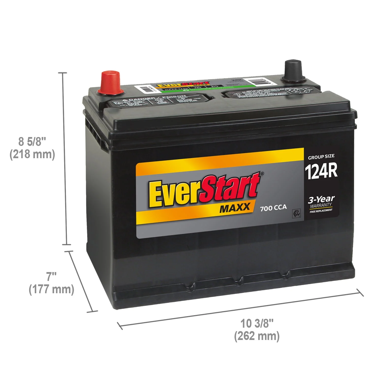 EverStart Maxx Lead Acid Automotive Battery, Group Size 124R 12 Volt, 700 CCA - Womvr
