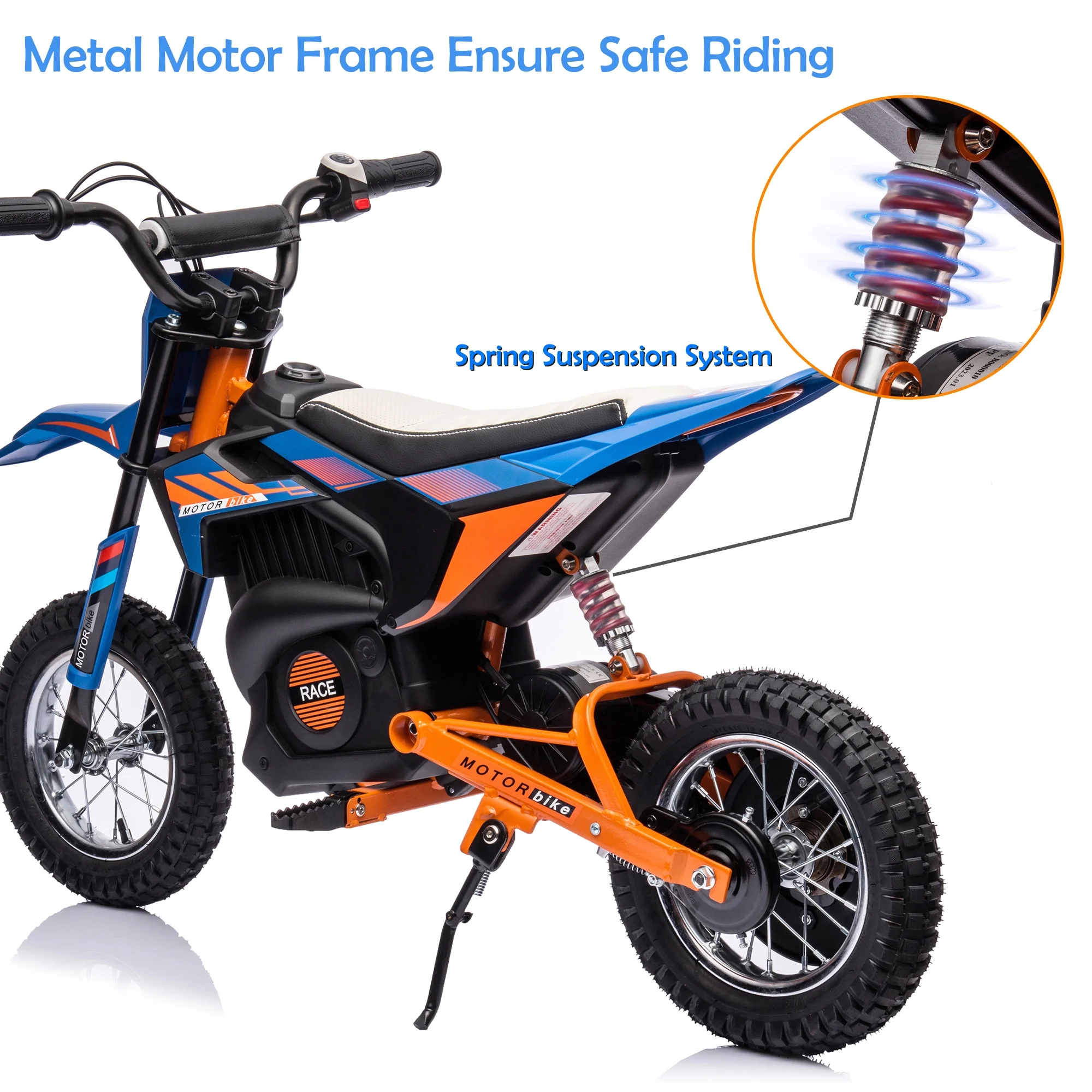 NEECHIPRO Electric Dirt Bike, 24V Electric Motorcycle Ride on Bicycle for Teens Age 13+,250W 13mph Max Speed,White - Womvr