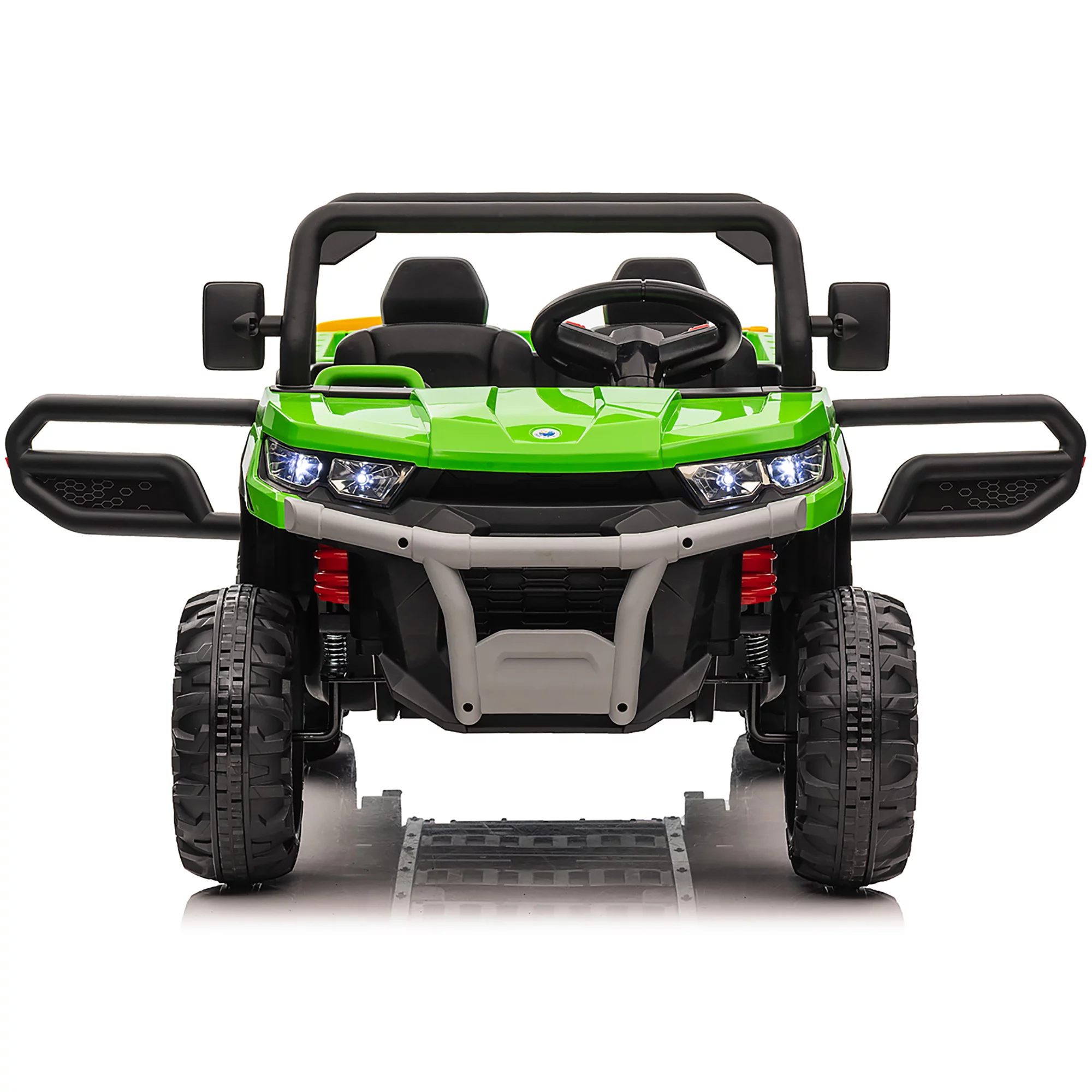 Joyracer 24V Ride on Toys, 2 Seater 6-Wheel UTV Car, 4WD Ride on Dump Truck for Big Kids with Trailer Remote Control, Black - Womvr