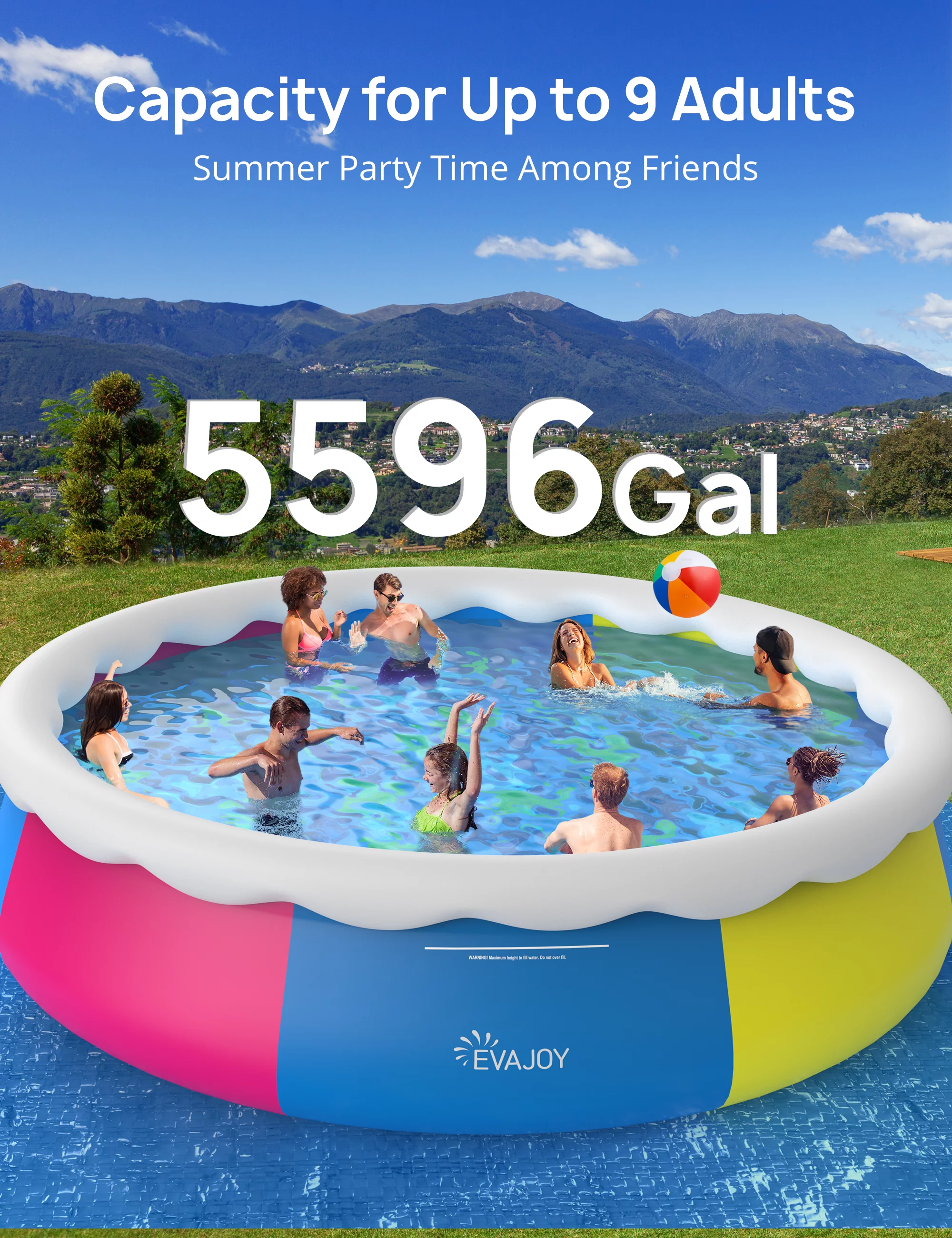 EVAJOY 10ft × 30in Easy Set Inflatable Swimming Pool with Pool Cover - Perfect Above Ground Pool for Family Fun in Your Backyard Garden - Womvr
