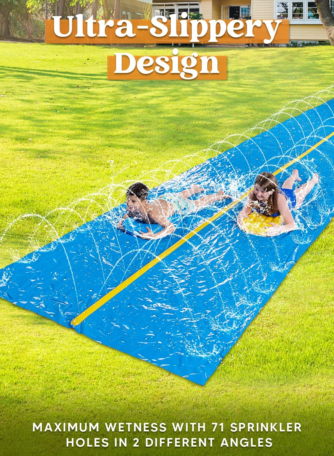 Syncfun 30ft x 6ft Huge Water Slide, Heavy Duty Lawn Water Slide with Built-in Sprinkler and 2 Slip Inflatable Boards for Summer Party - Womvr