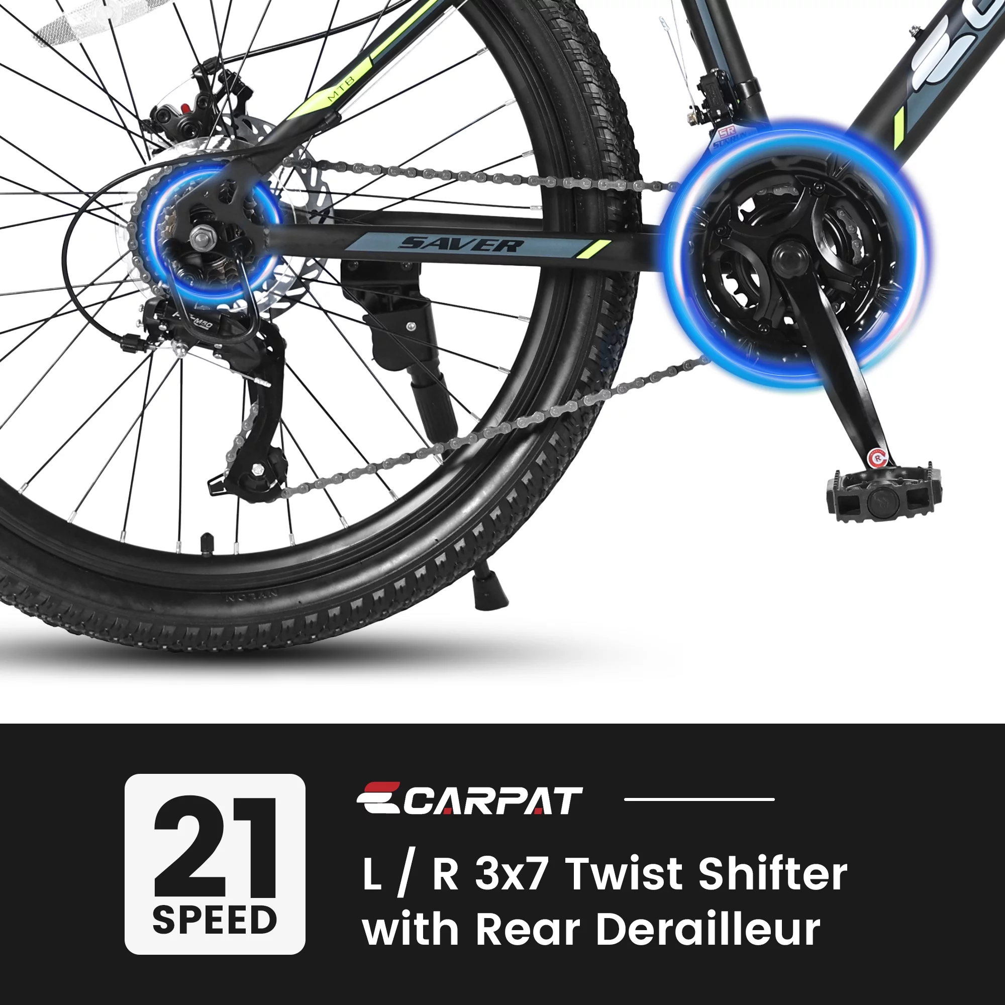 24 inch Mountain Bike, Shimano 21 Speed Drive, Dual Disc Brake, Front Suspension MTB For Boy Girl - Womvr