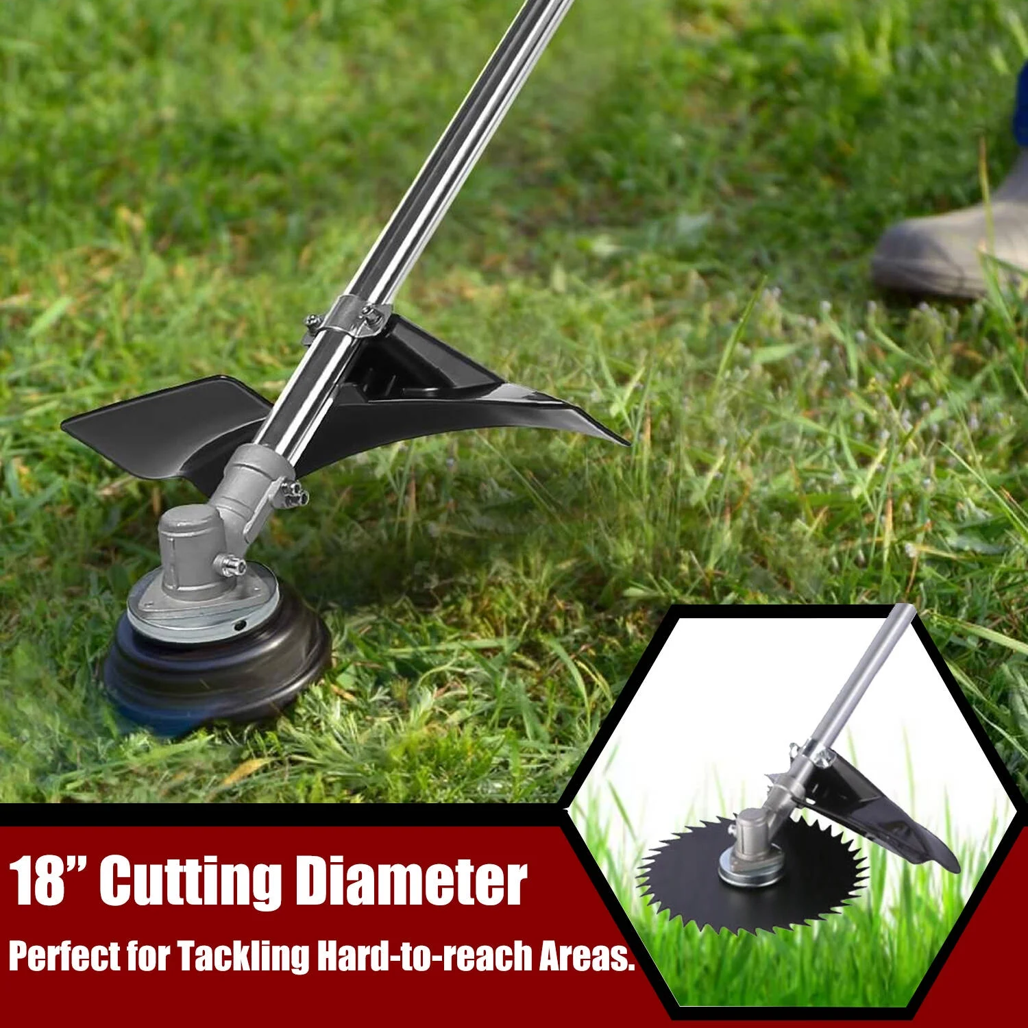 58cc Lawn Mower 4-in-1 Brush Cutter Gas Powered Weed Eater Weed Wacker Adjustable Straight Shaft String Trimmer with 4 Detachable Head for Grass, Weed, Bushes - Womvr