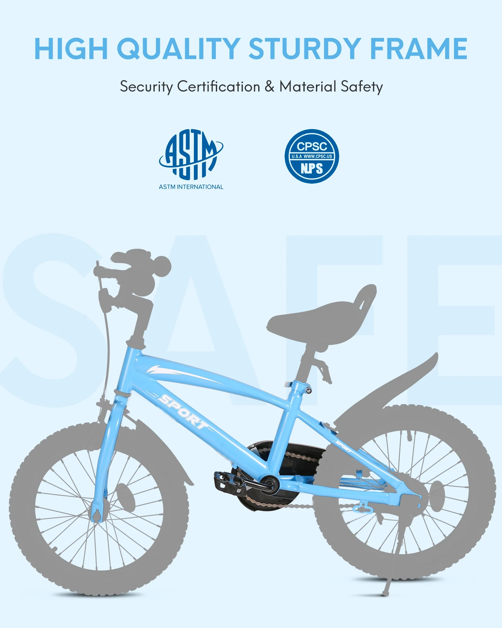 16 Inch Kids Bike Girls and Boys Blue Kid Bicycle for Age 4-8 Years Old with Kickstand & Training Wheels - Womvr