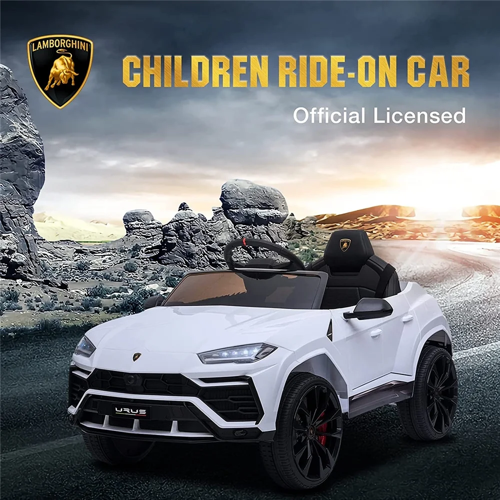 Lamborghini Urus 12V Electric Powered Ride on Car Toys for Girls Boys, Black Kids Electric Vehicles Ride on Toys with Remote Control, Foot Pedal, MP3 Player and LED Headlights, CL61 - Womvr