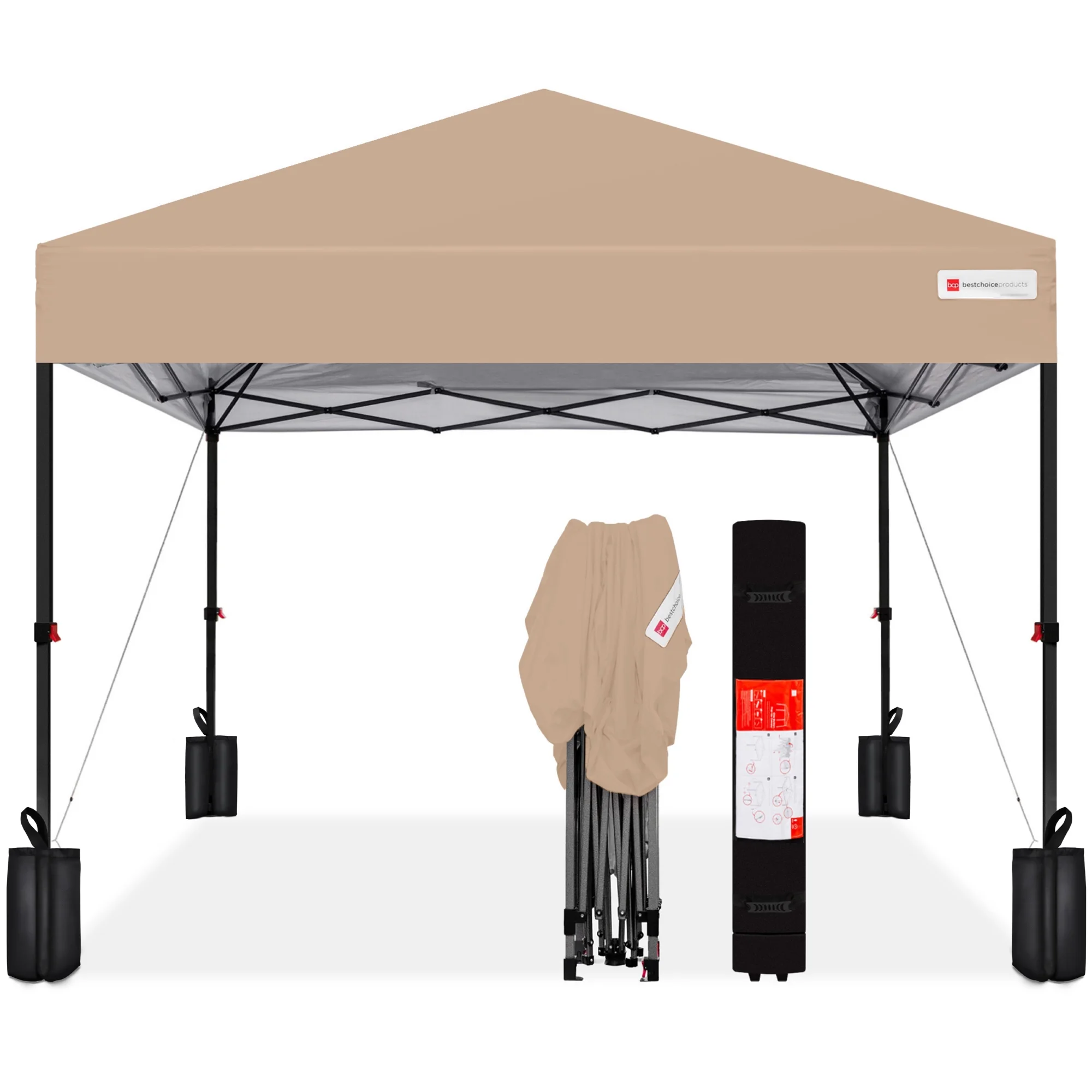 Best Choice Products 10x10ft Easy Setup Pop Up Canopy w/ 1-Button Setup, Wheeled Case, 4 Weight Bags - Cerulean - Womvr
