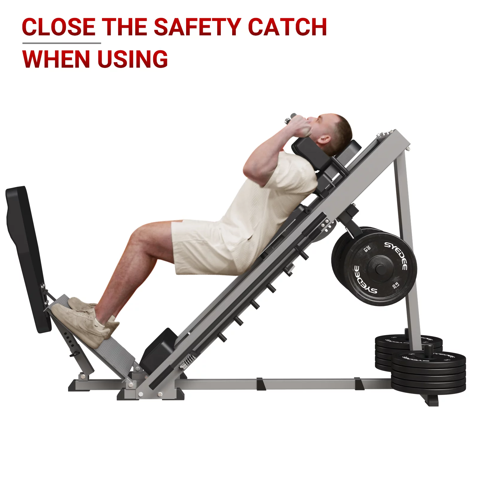 syedee Leg Press Hack Squat Machine, Leg Exercise Machine with Linear Bearing, Lower Body Special with Weight Storage for Quads, Hamstring, Glutes, Calves, Heavy Duty Home Gym Leg Day Equipment(Red) - Womvr