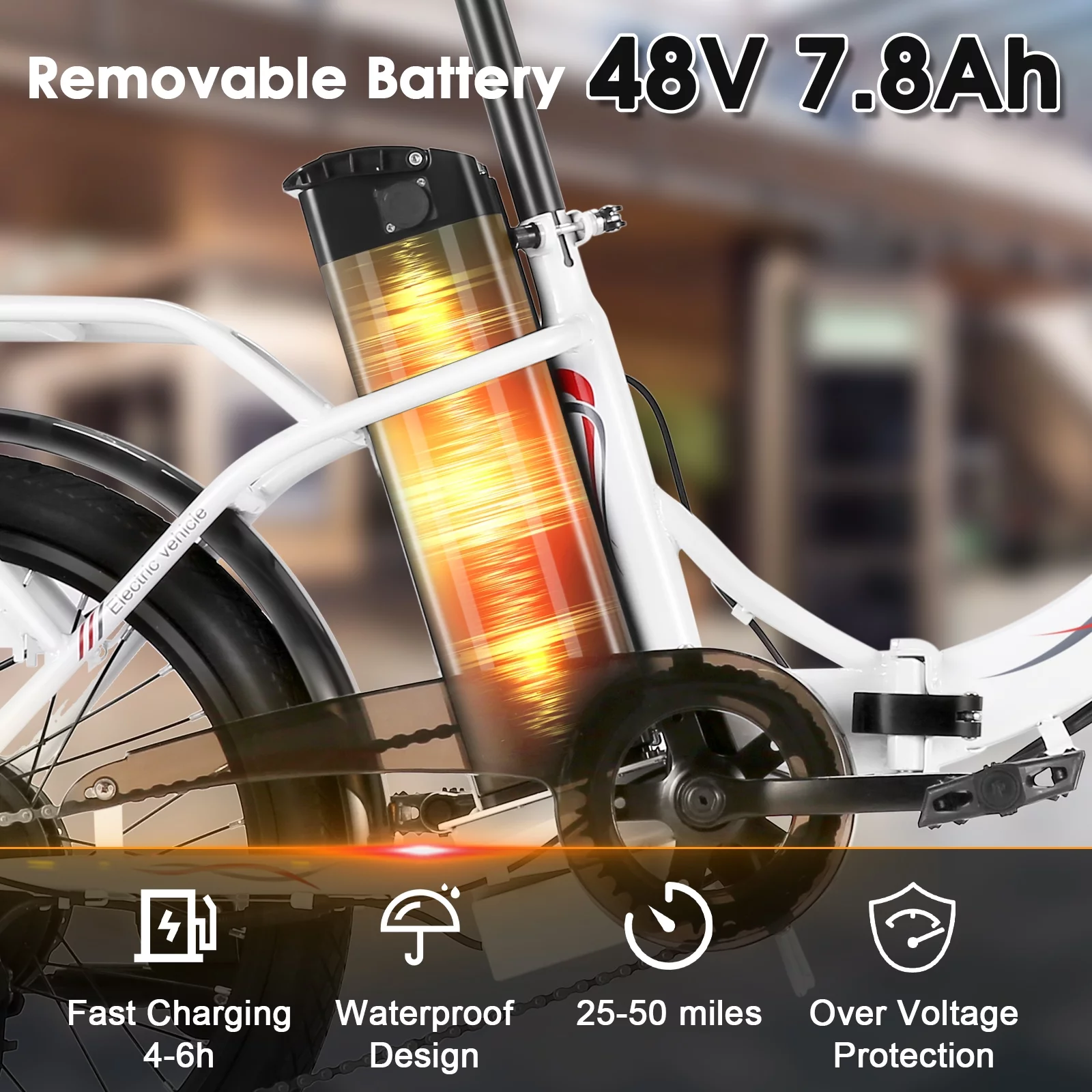 Elifine 500W Folding Electric Bike for Adults, 20