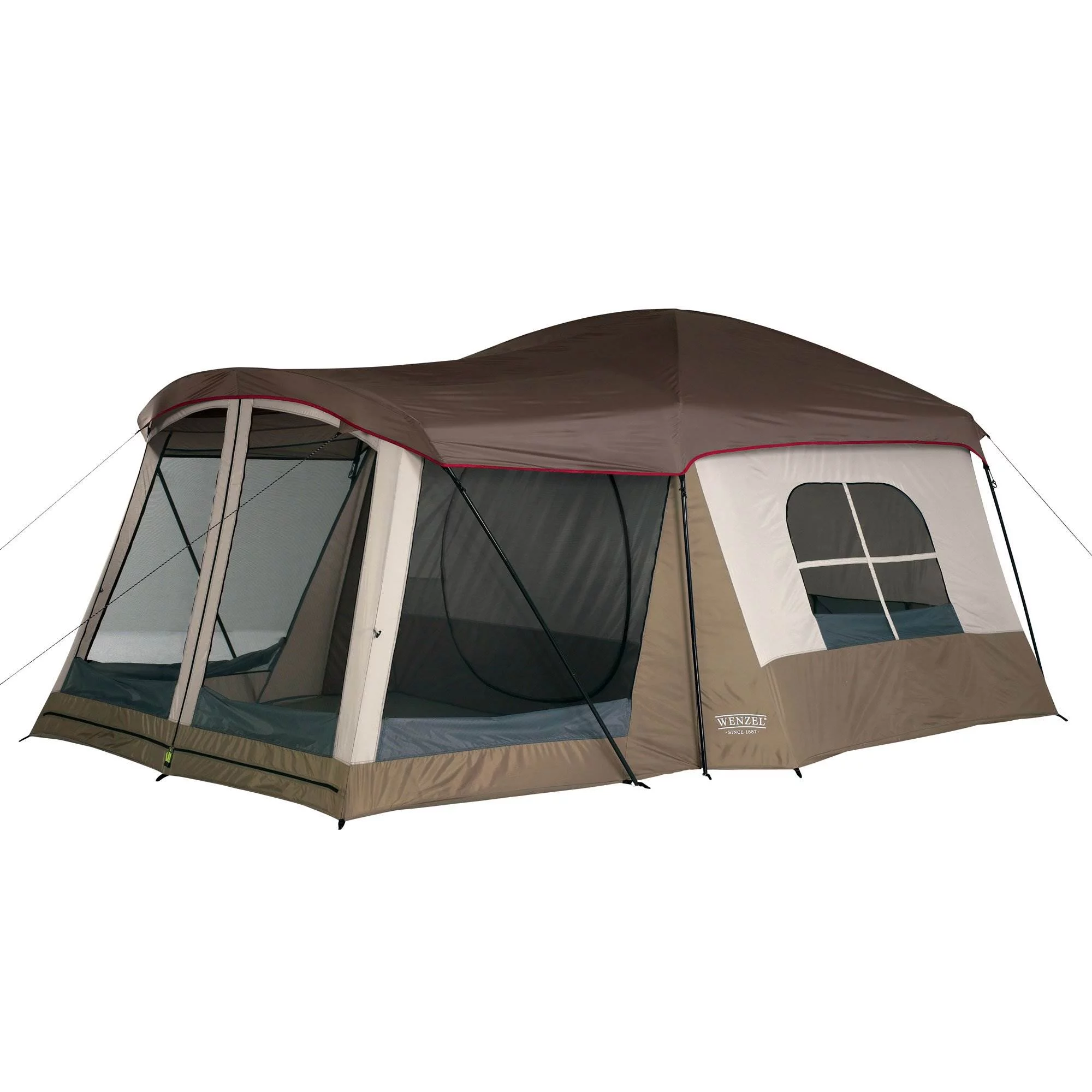 Wenzel Klondike 8-Person Large Outdoor Camping Tent with Screen Room, Brown - Womvr