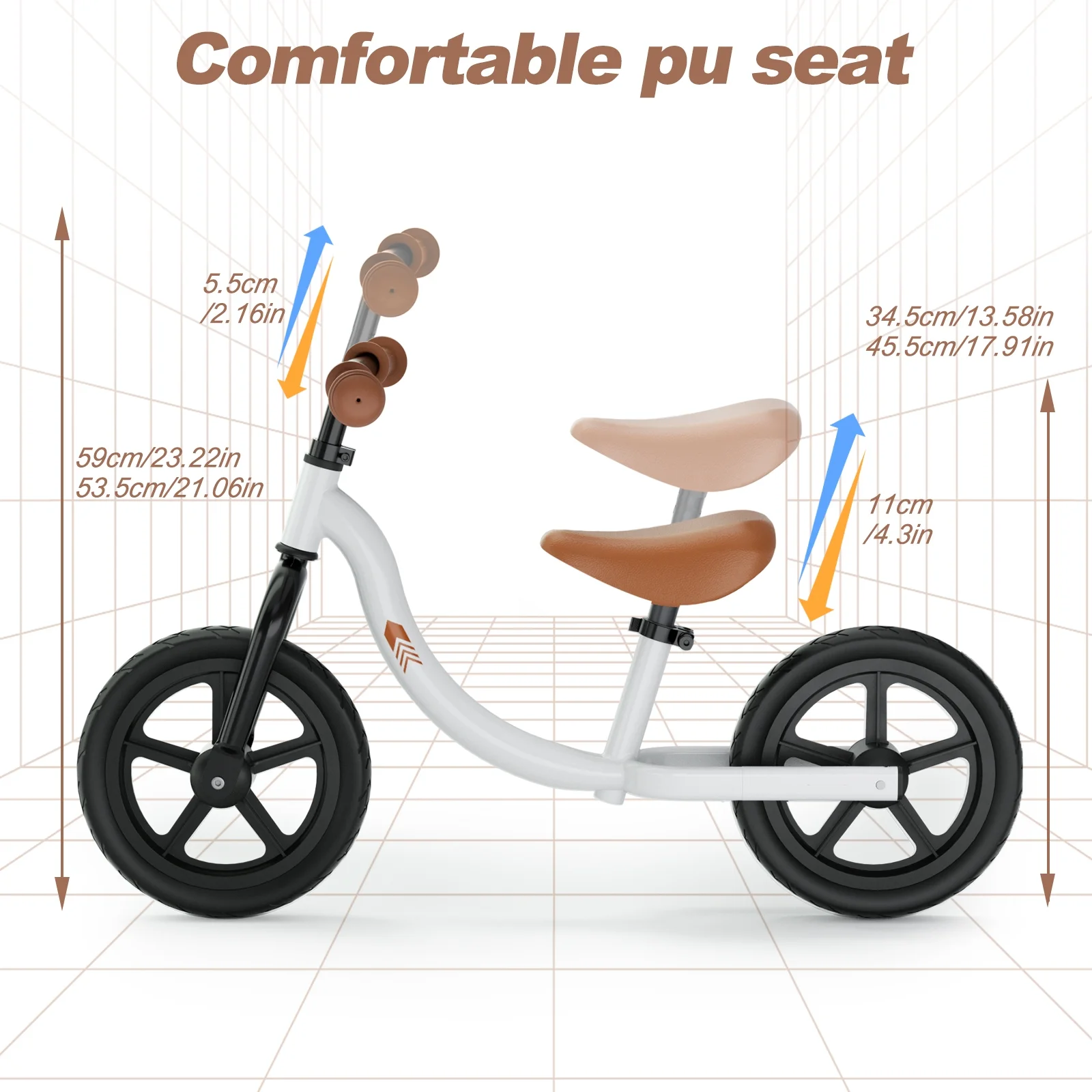 KORIMEFA Toddler Balance Bike - Lightweight Toddler Bike for 2, 3, 4, 5 Year Old Boys and Girls - No Pedal Bikes for Kids with Adjustable Handlebar and seat - Aluminium, EVA Tires - Training Bike - Womvr