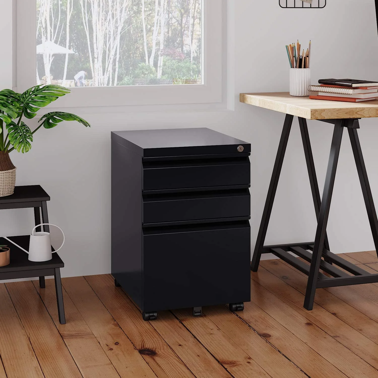 SUPEER 4 Drawer File Cabinet , Metal Vertical File Storage Cabinet with Lock, Office Home Steel Vertical File Cabinet for A4 Letter /Legal Size, 14.96