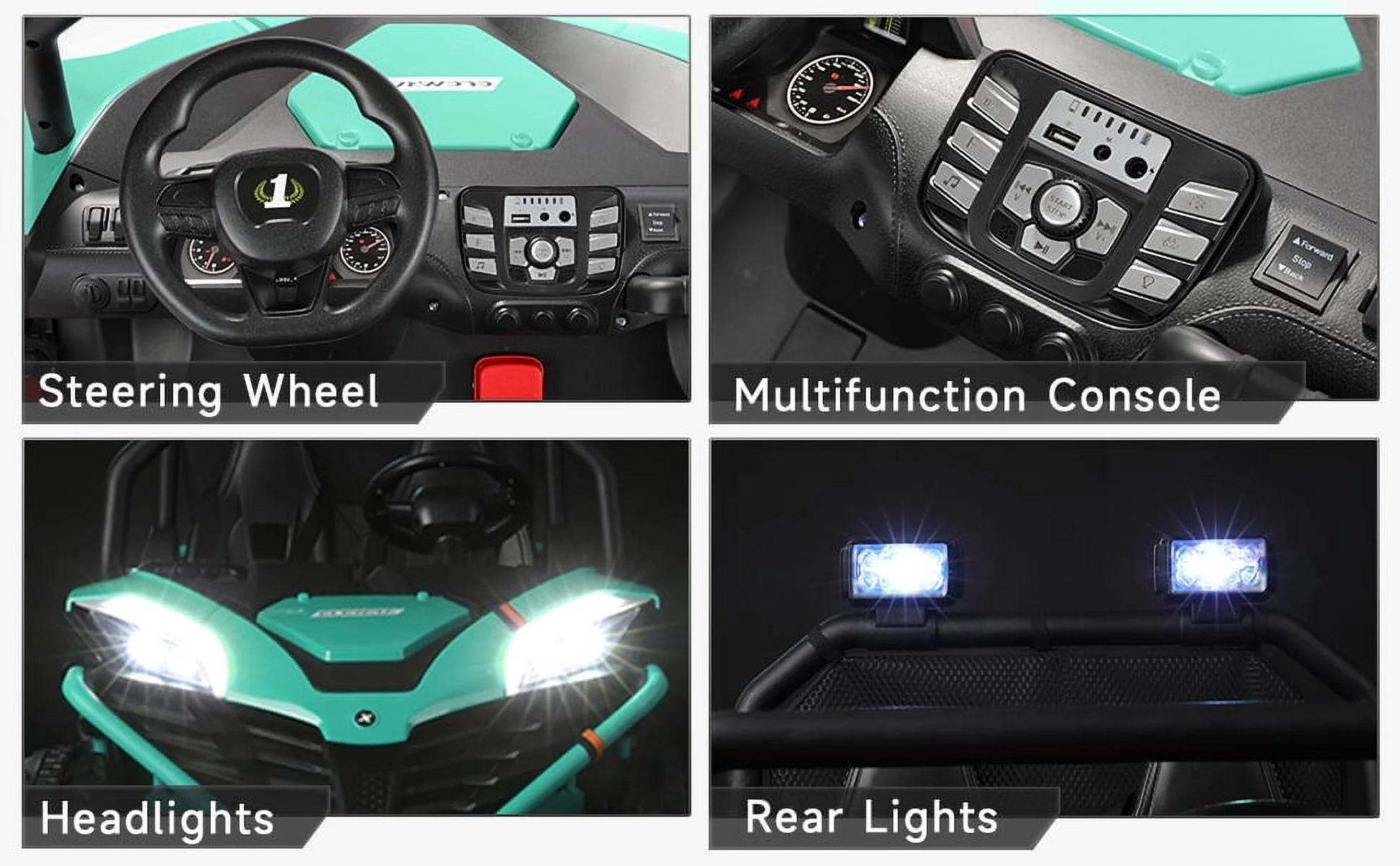 12 V Ride on Car,2 Seater Powered on Truck,4WD Electric Off-Road,Remote Control,Spring Suspension Ride on UTV for 3-8 Kids,Blue - Womvr