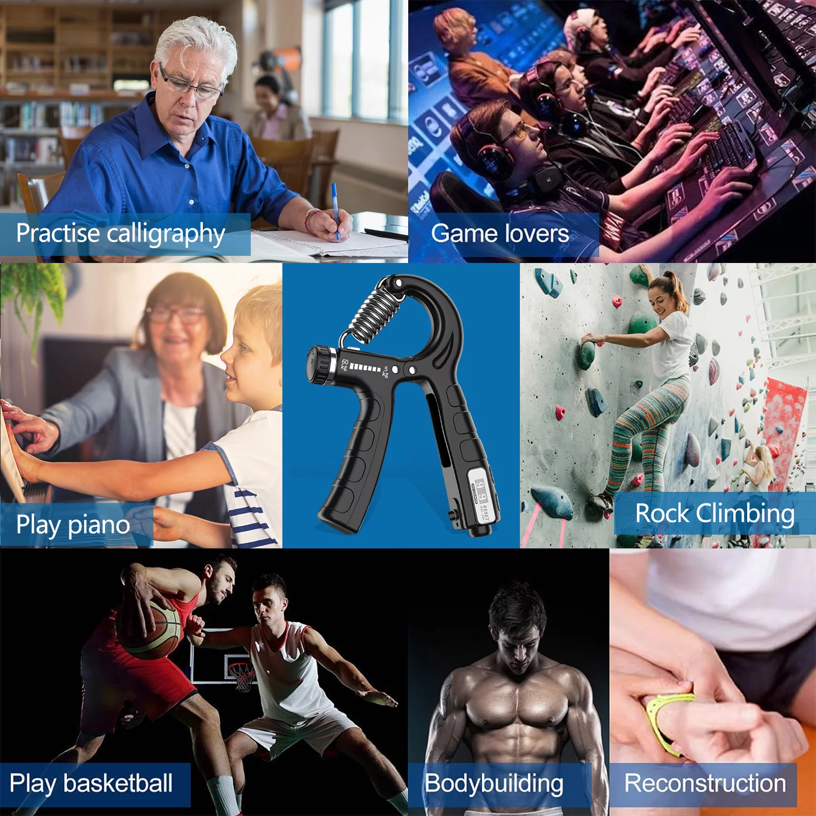 cyrico Hand Grip Strengthener 5-in-1, Adjustable Forearm Grip Strength Trainer for Finger Wrist - Womvr