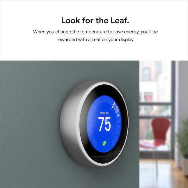 Google Nest Learning Smart Thermostat with WiFi Compatibility (3rd Generation) - Stainless Steel - Womvr