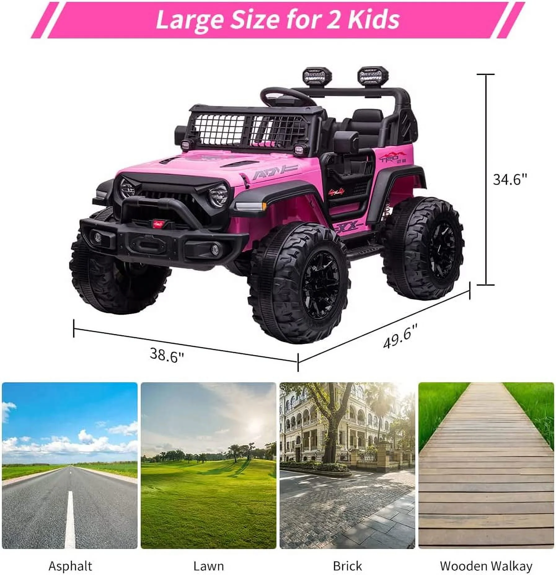 OUTOP Kids 24V Ride on Car with Electric Remote Control Dual Drive Power Ride on Toys 2 Seats SUV Truck Wheels Vehicle - Womvr